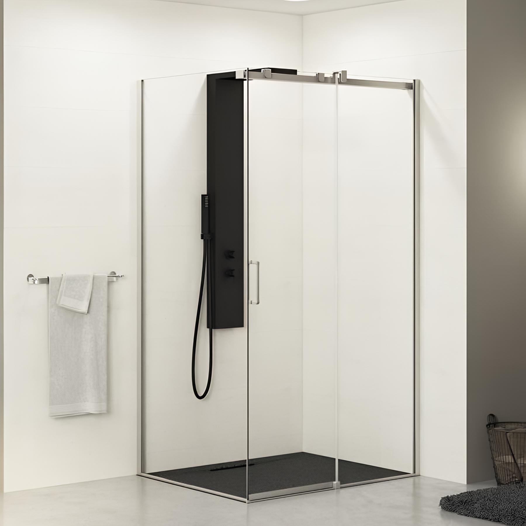 Paroi de douche fixe Kinedo EKINOX (à coupler avec porte EKINOX) 70cm H 2,07 m inox brossé charnière à droite