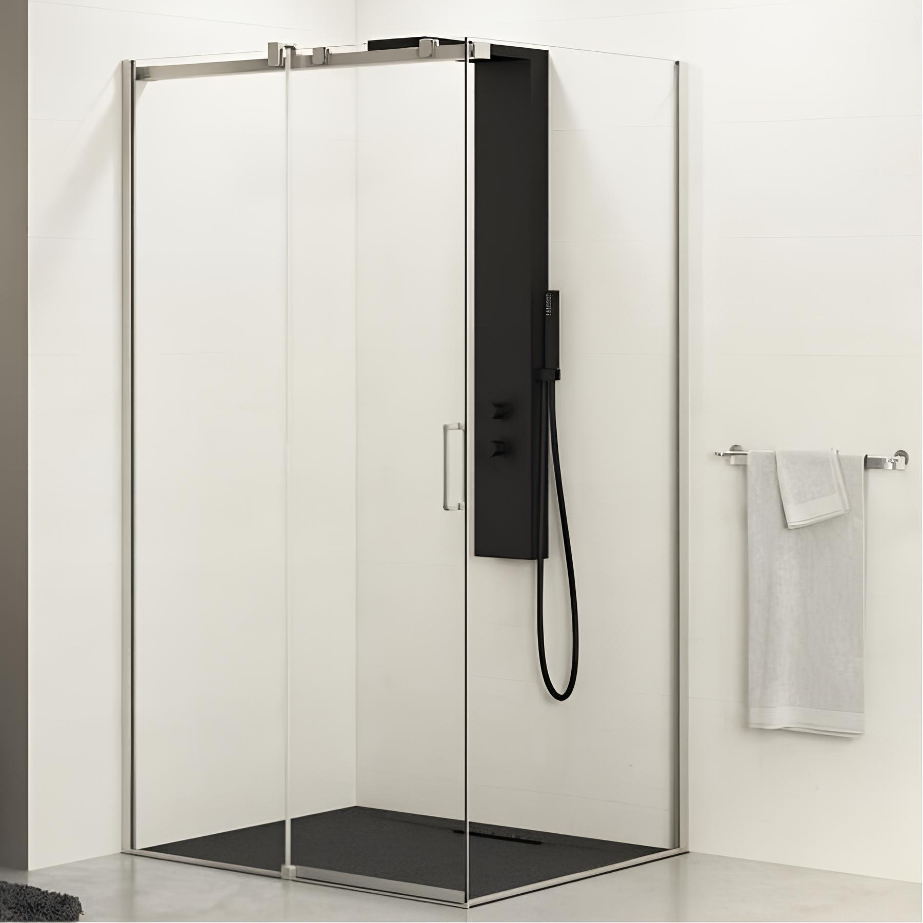 Paroi de douche fixe Kinedo EKINOX (à coupler avec porte EKINOX) 70cm H 2,07 m inox brossé charnière à gauche