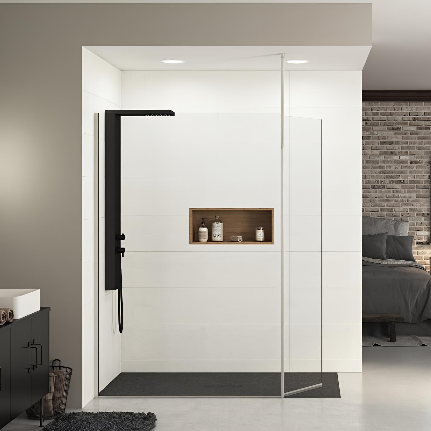 Paroi de douche Kinedo EKINOX Duo 1,40 m H 2,07 m inox charnière à droite et mât