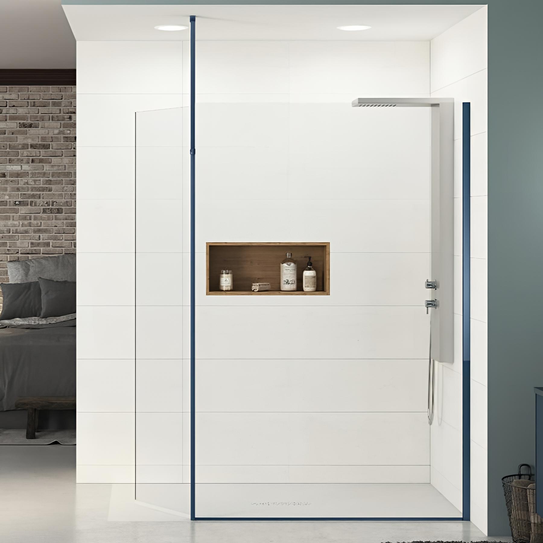 Paroi de douche Kinedo EKINOX Duo 1,40 m H 2,07 m kobalt charnière à droite et mât
