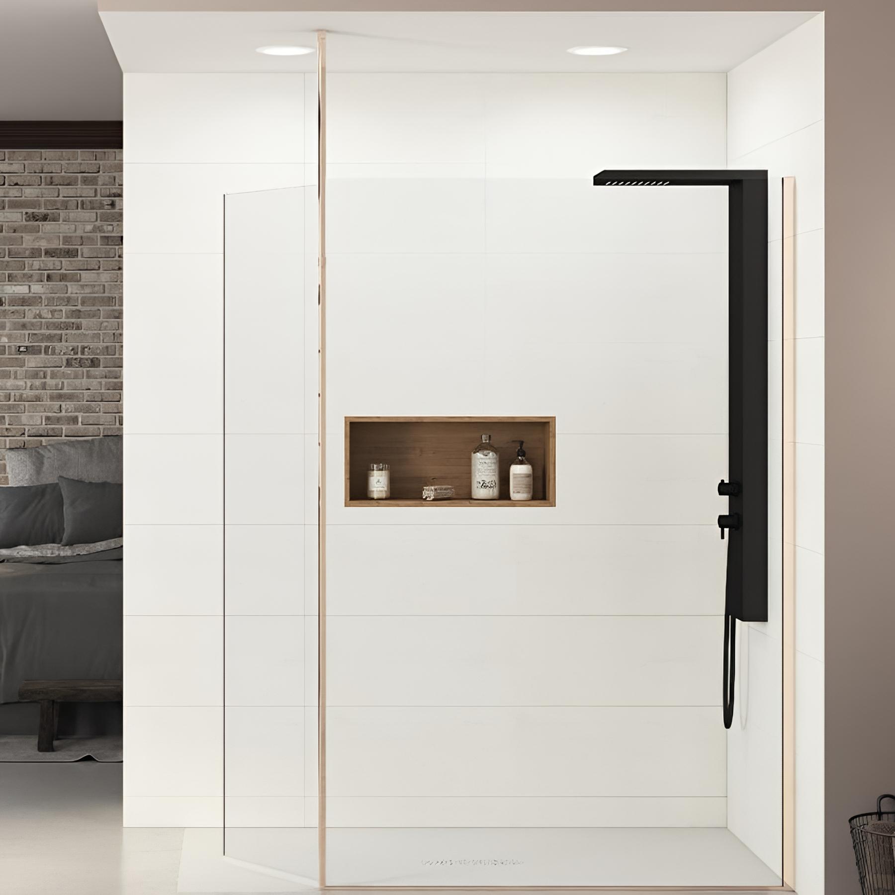 Paroi de douche Kinedo EKINOX Duo 1,40 m H 2,07 m cuivre rose charnière à droite et mât