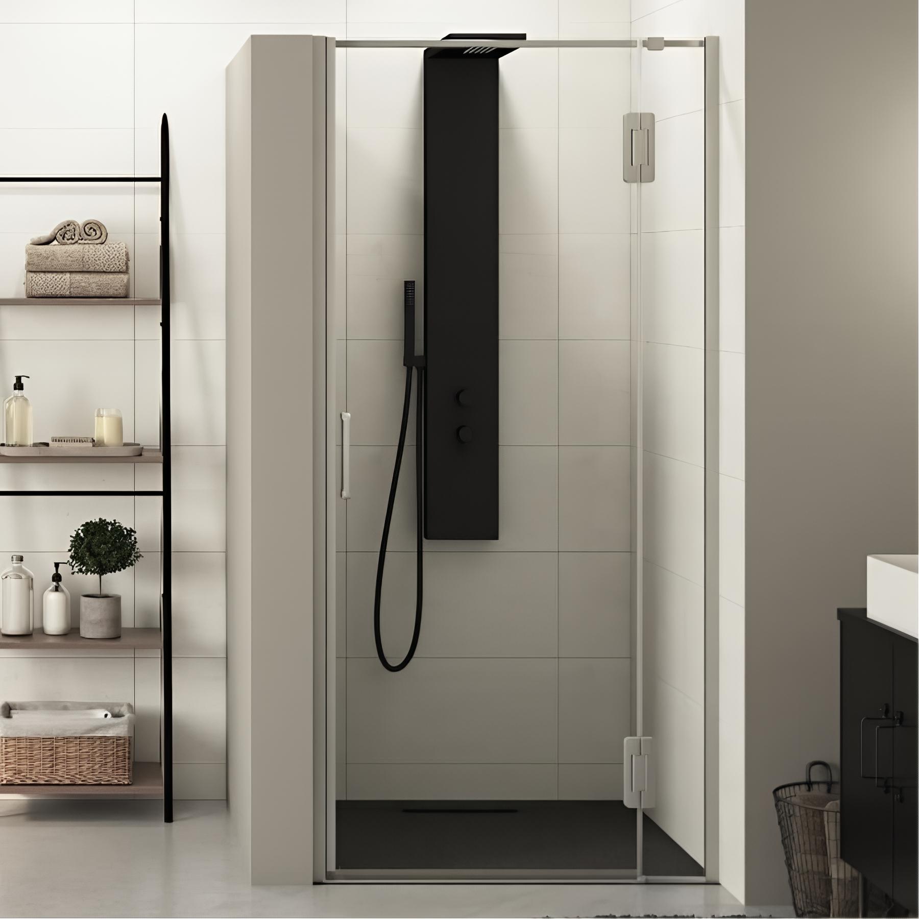 Porte de douche Kinedo EKINOX L70cm H 2,07 m inox charnière et paroi fixe à droite