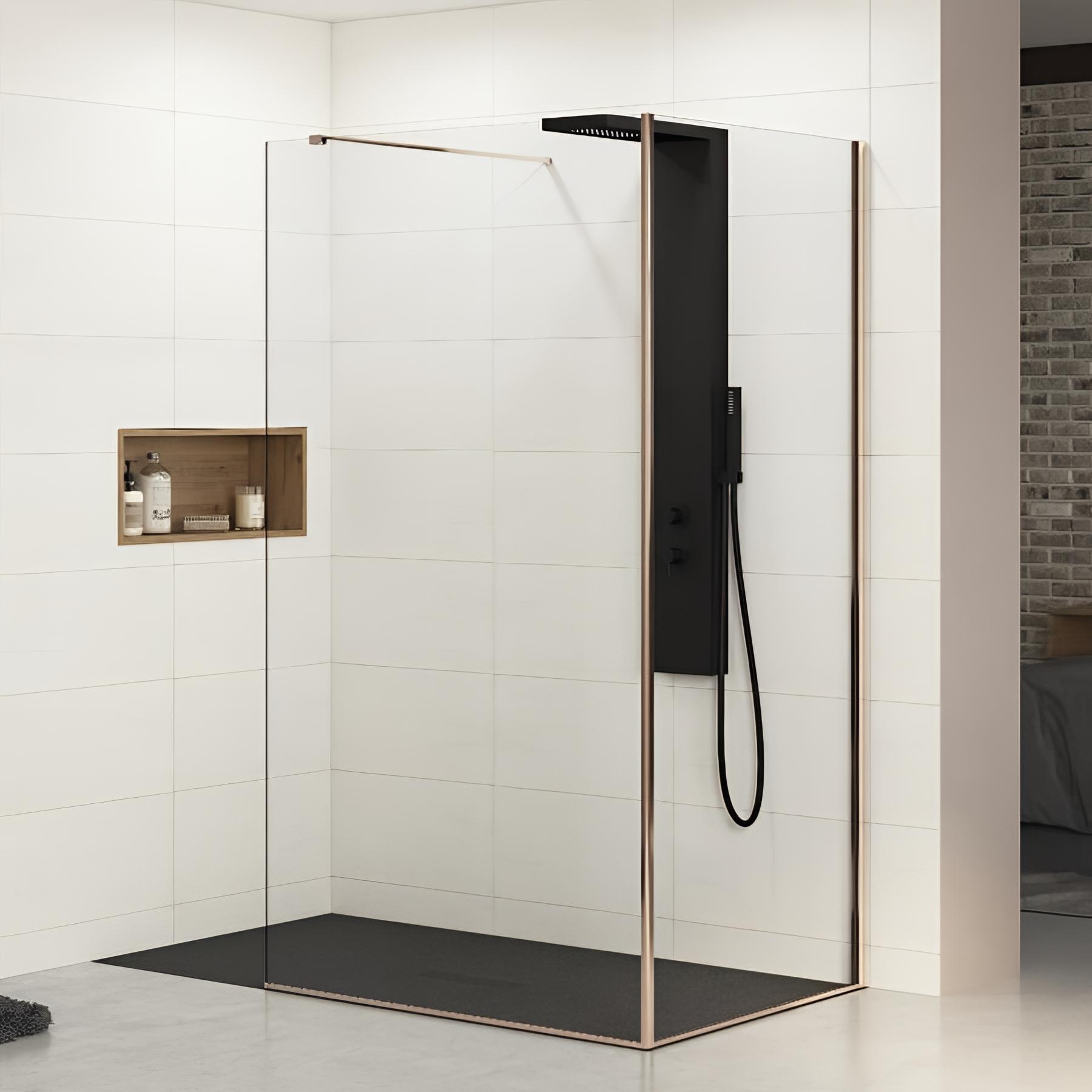 Paroi de douche fixe Kinedo EKINOX (à coupler avec EKINOX Solo ou Duo) L 70cm H 2,07 m cuivre rose
