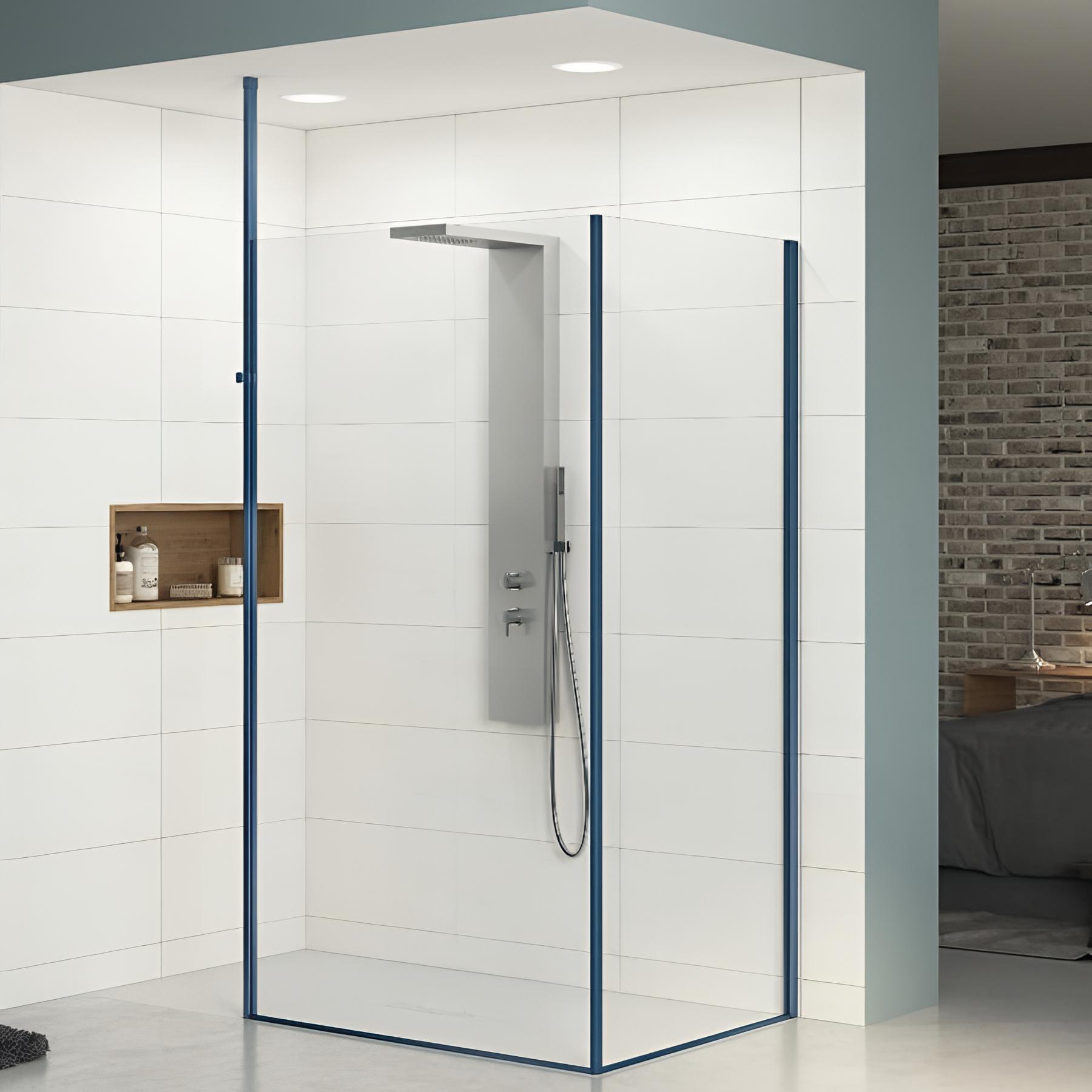 Paroi de douche fixe Kinedo EKINOX (à coupler avec EKINOX Solo ou Duo) L 70cm H 2,07 m kobalt