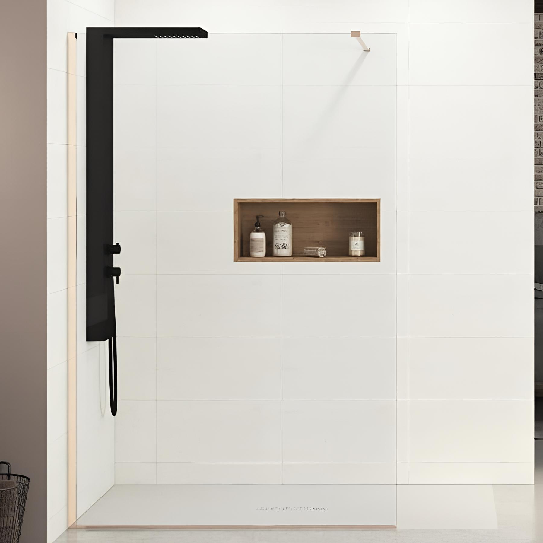 Paroi de douche fixe Kinedo EKINOX Solo L 1,40 m H 2,07 m cuivré barre haute