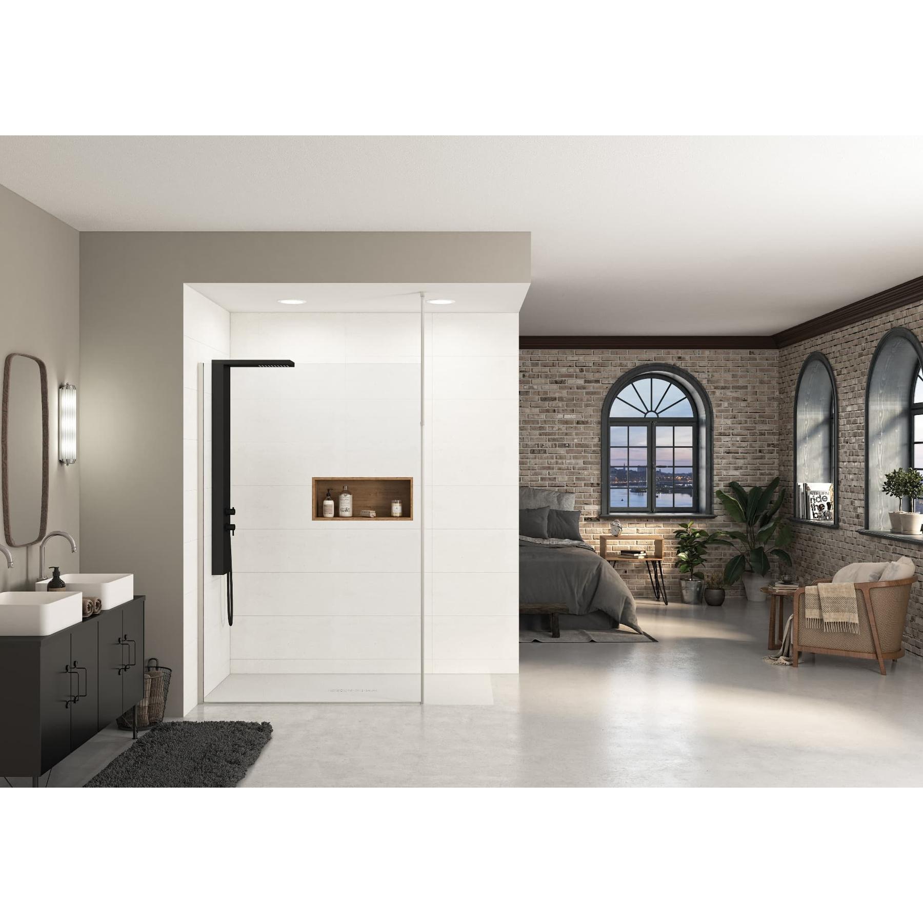 Paroi de douche fixe Kinedo EKINOX Solo L 70cm H 2,07 m inox brossé mât sol/plafond