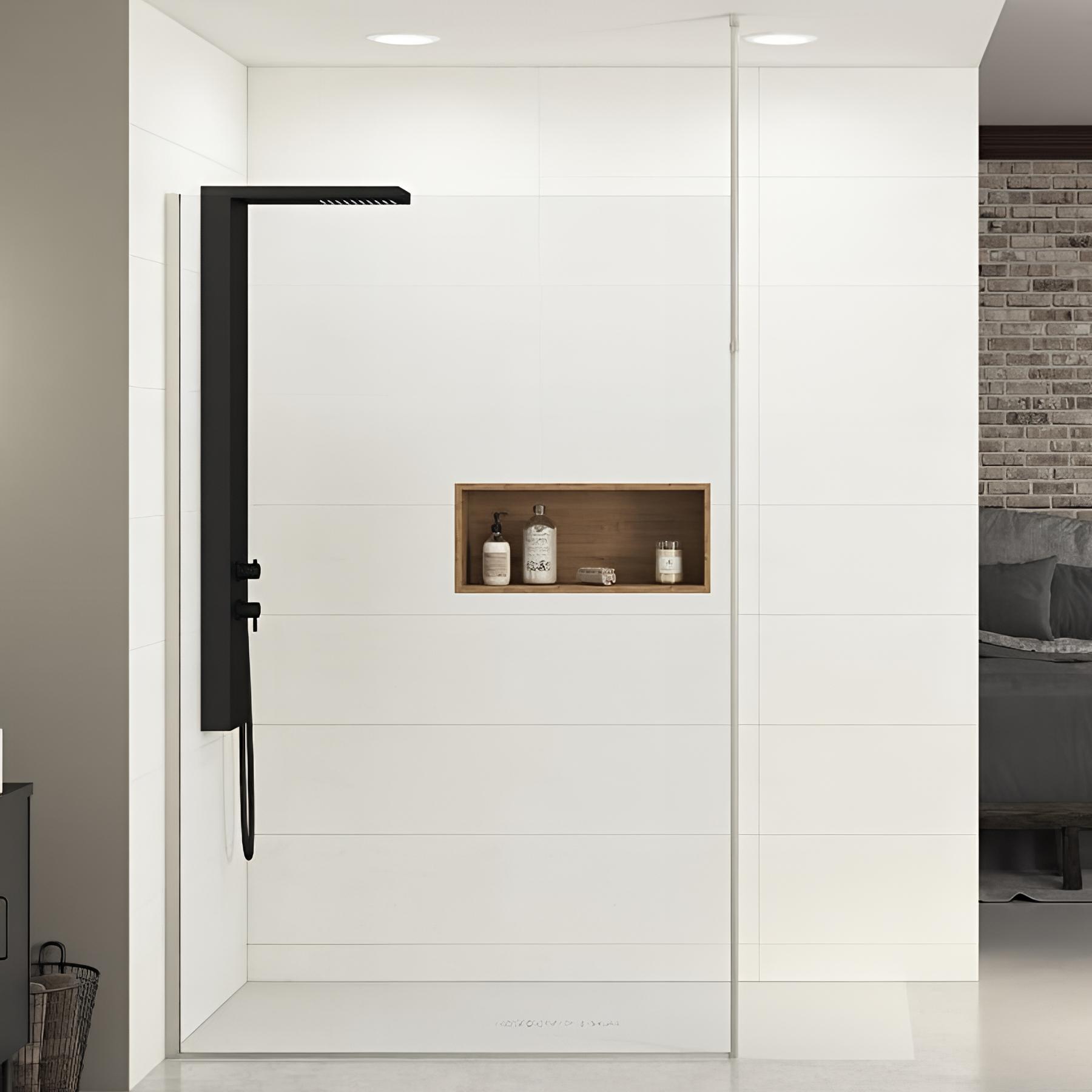 Paroi de douche fixe Kinedo EKINOX Solo L70cm H 2,07 m inox brossé mât sol/plafond