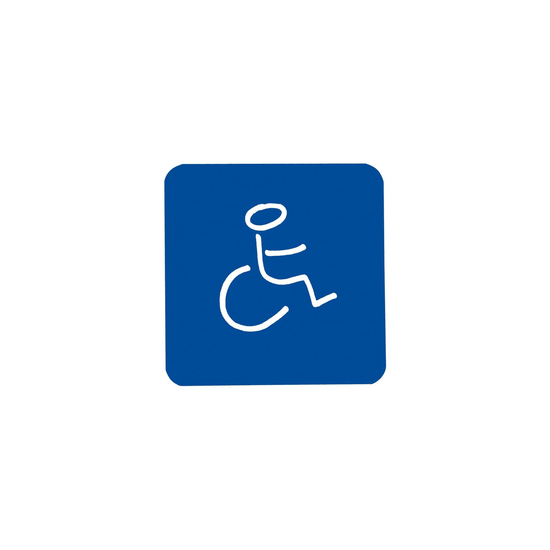 Figurine adhésive "Handicapés" 90 x 90 mm pvc fond bleu dessin blanc