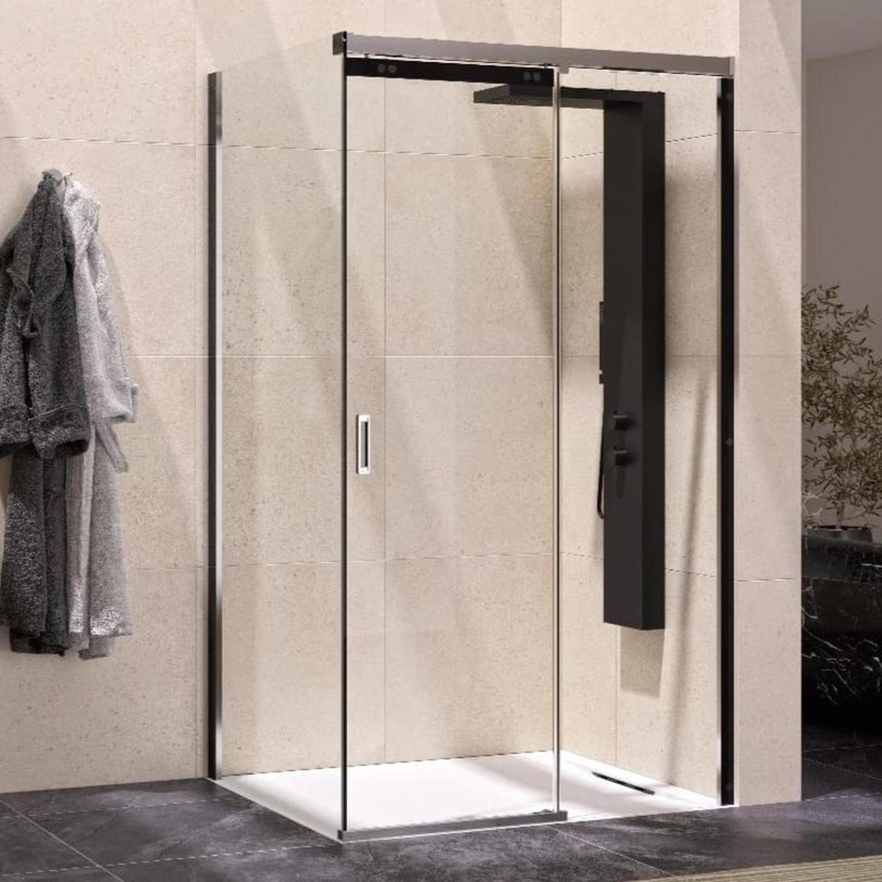 Paroi de douche Flat Fixe pour porte coulissante et retour fixe 90 - à gauche