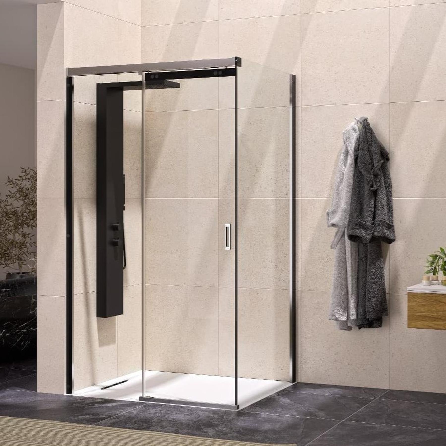 Paroi de douche Flat Fixe pour porte coulissante et retour fixe 80 - à droite