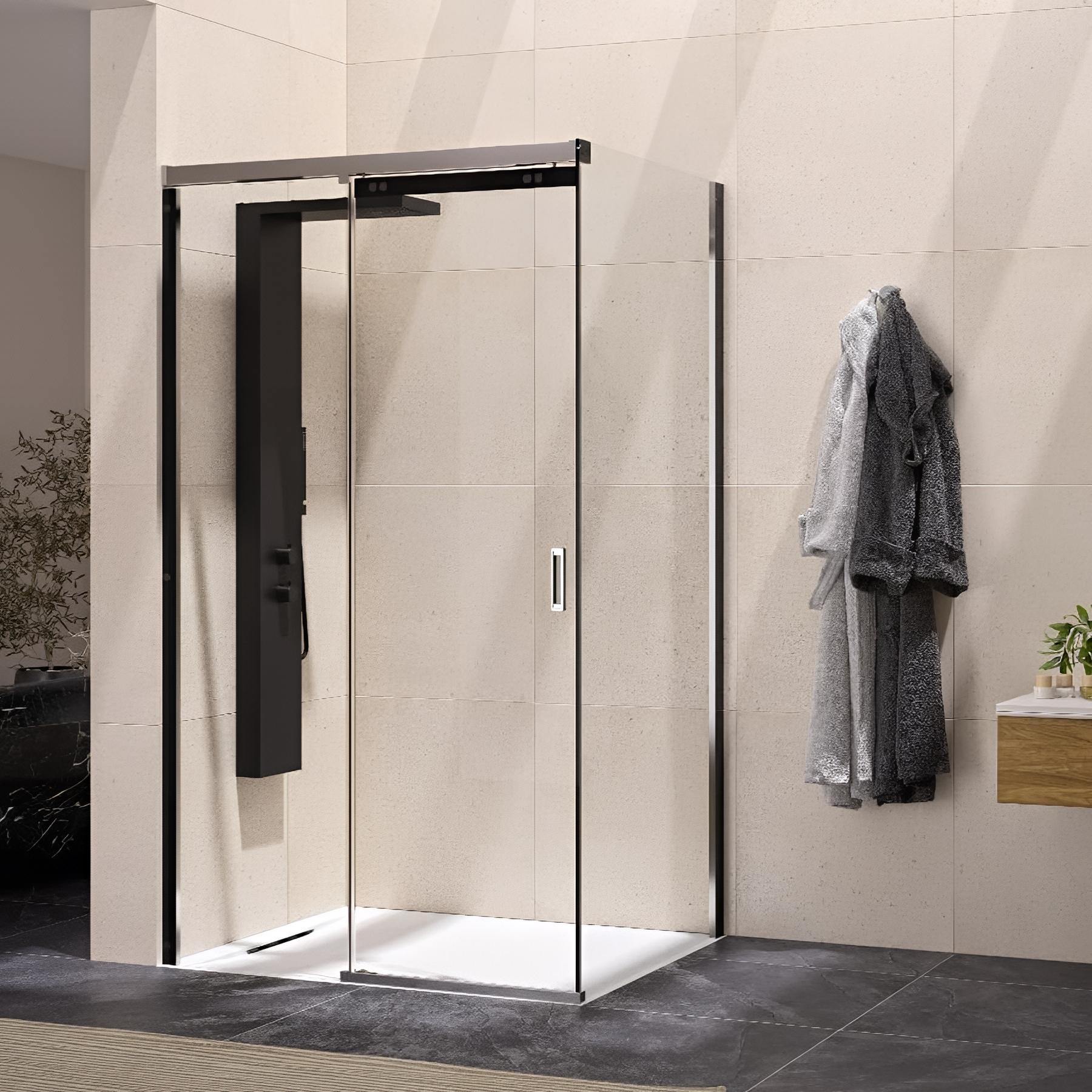 Paroi de douche kinedo Flat Fixe pour porte coulissante et retour fixe 80 - à droite