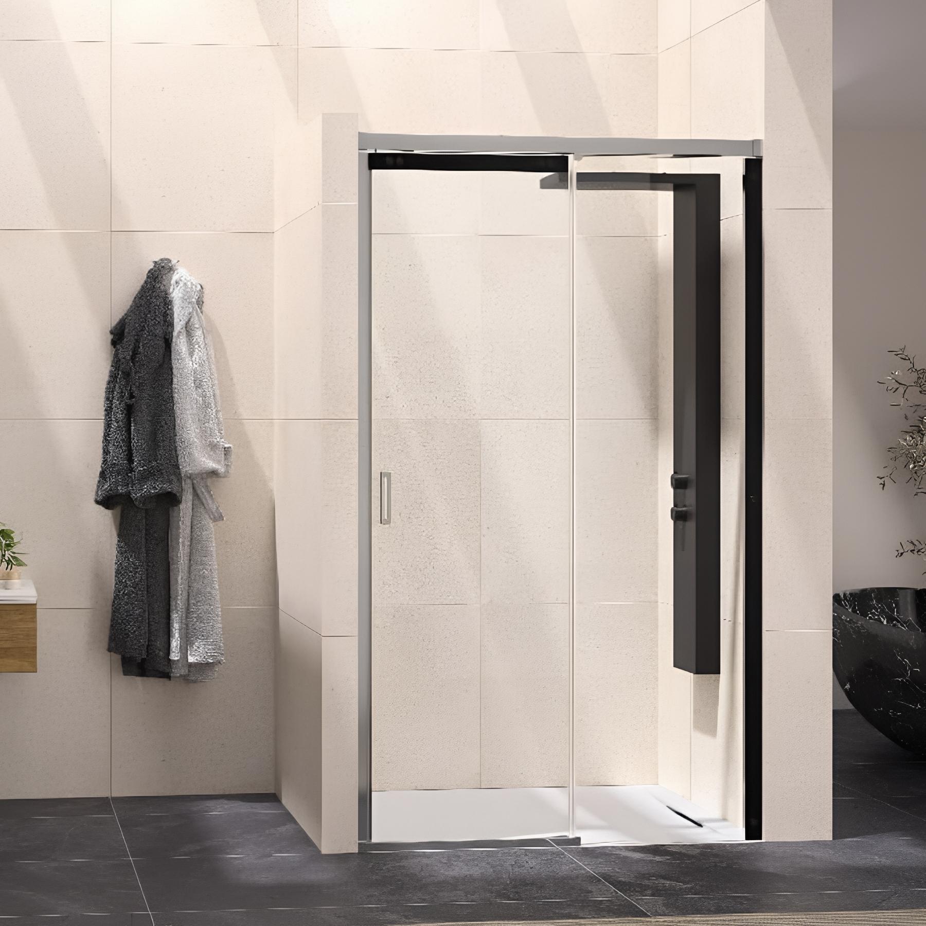 Paroi avec 1 volet coulissant et retour fixe kinedo Flat C 120 - partie fixe à droite