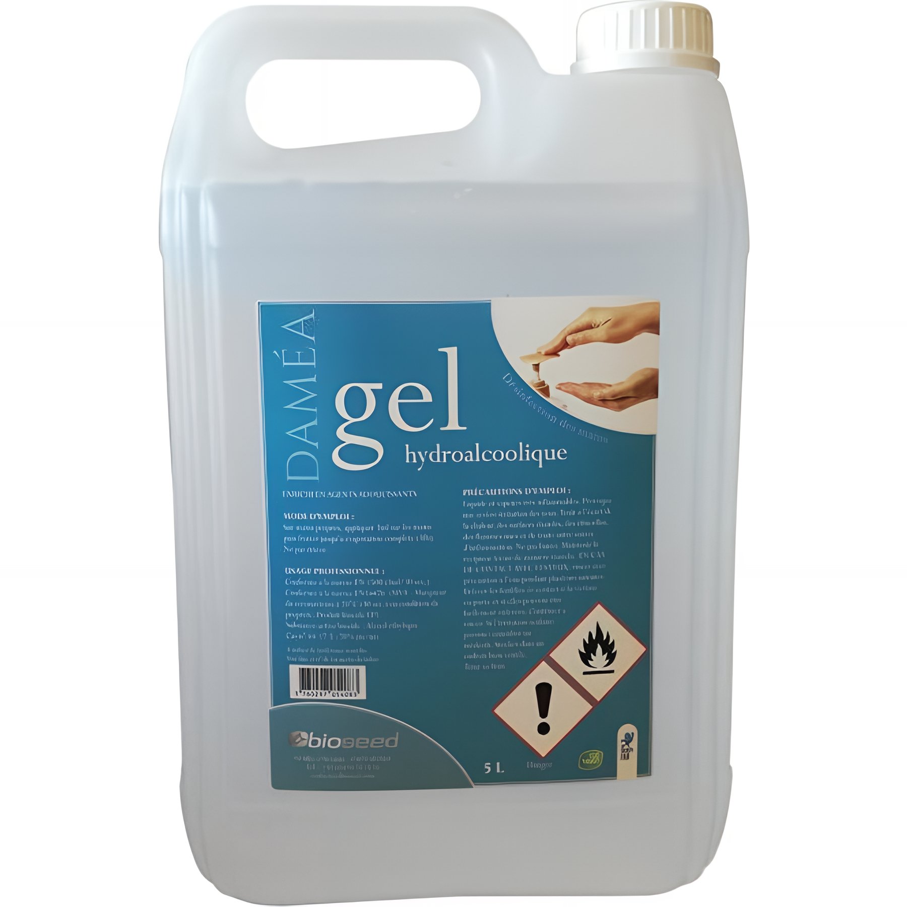 Gel hydroalcoolique bidon de 5 litres norme AFNOR EN1500 et EN14476