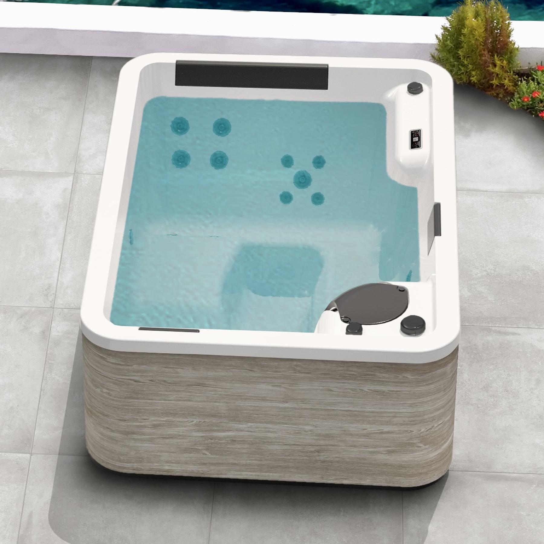 Happy Spa 3 places coque blanche livré avec tablier BOIS couverture thermique et chromothérapie