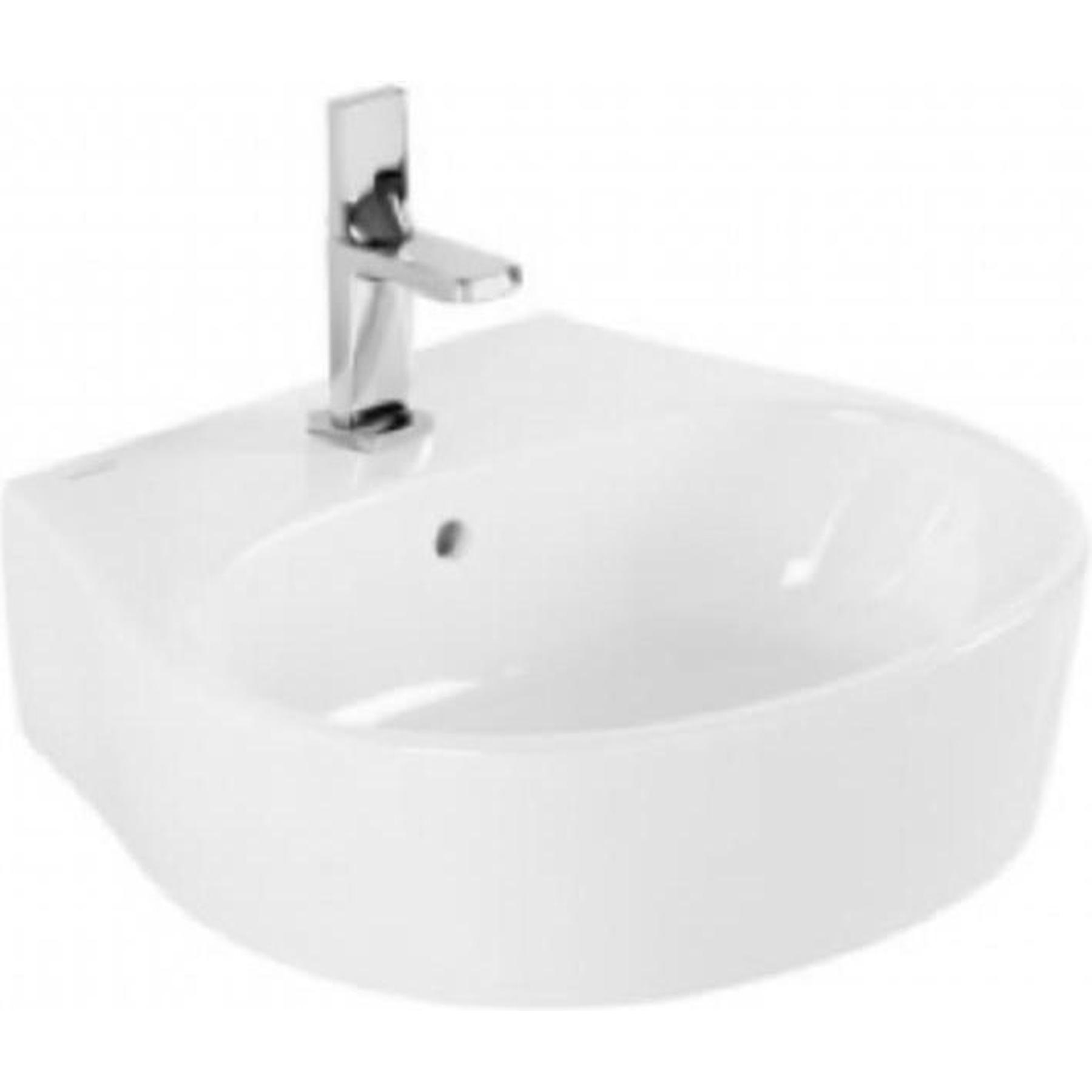 Lavabo 50cm mural céramique traditionnelle Gamme PRO SANINDUSA SanProject couleur blanc compatible avec Colonne de lavabo SanProject