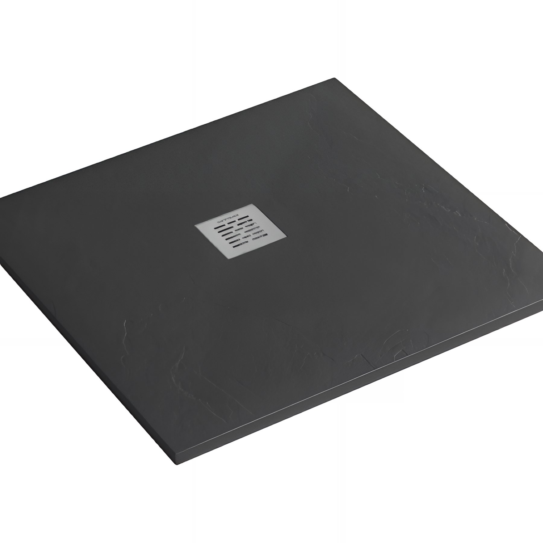 Receveur de douche à poser extra-plat épaisseur 28mm en pierre naturelle SANINDUSA STONIT Marina 70x70 antidérapant naturel classé C3 noir   