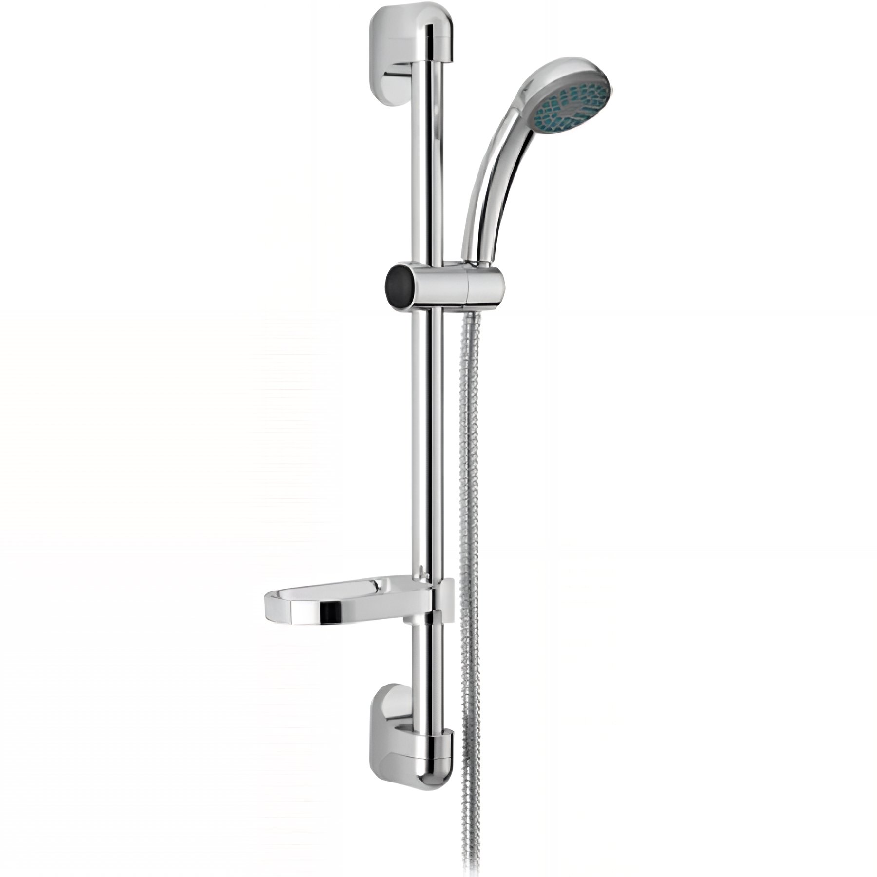 Kit barre de douche avec douchette flexible et porte savon coulissant SANINDUSA Easy chromé