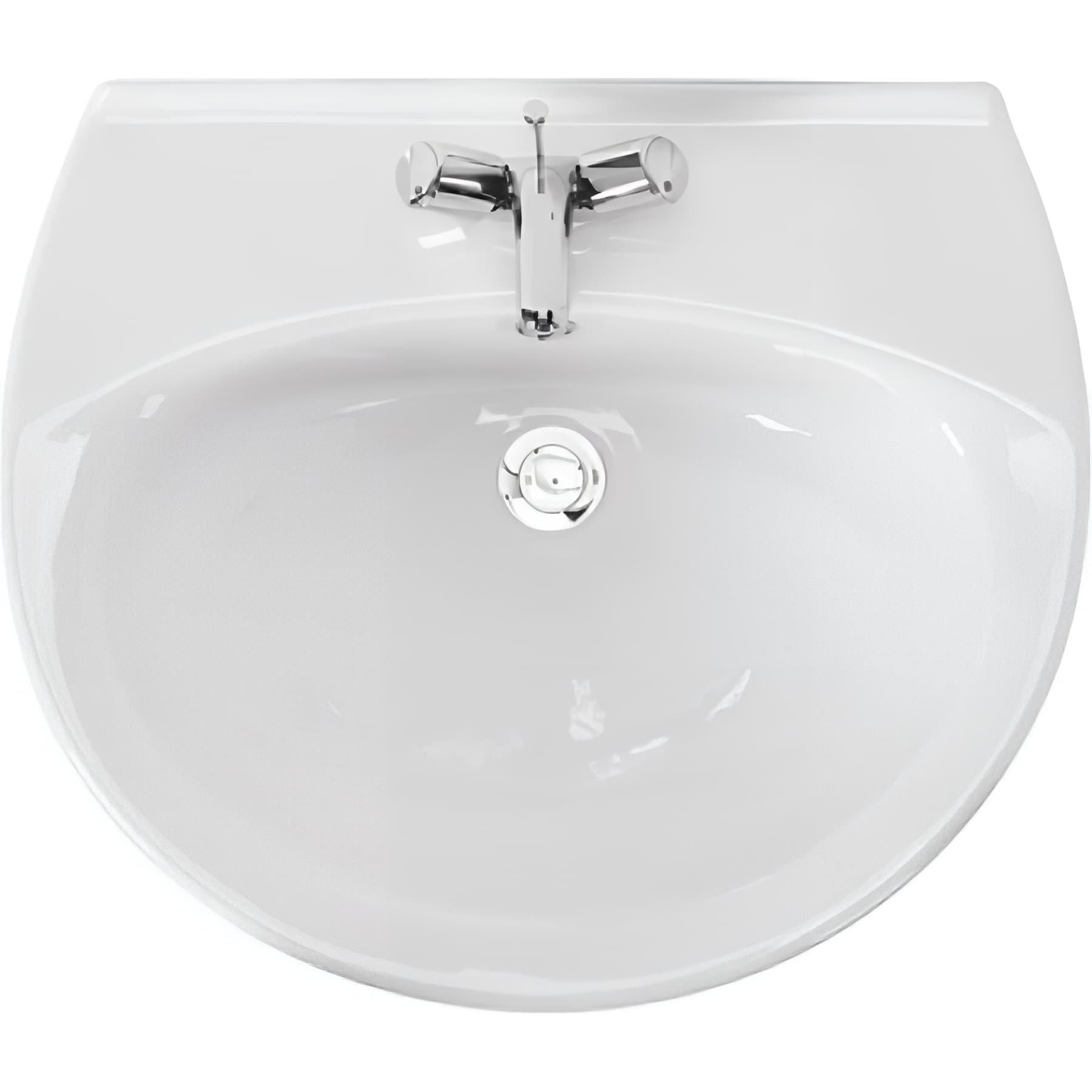 Lavabo mural ou sur colonne avec trou mitigeur central - Largeur 60 cm - Céramique traditionnelle - SANINDUSA Aveiro - Blanc