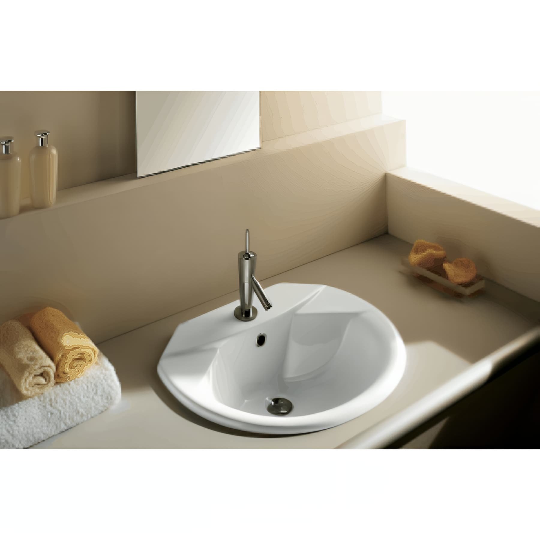 Vasque à encastrer par dessus 58x49,5 céramique traditionnelle SANINDUSA Jade blanc