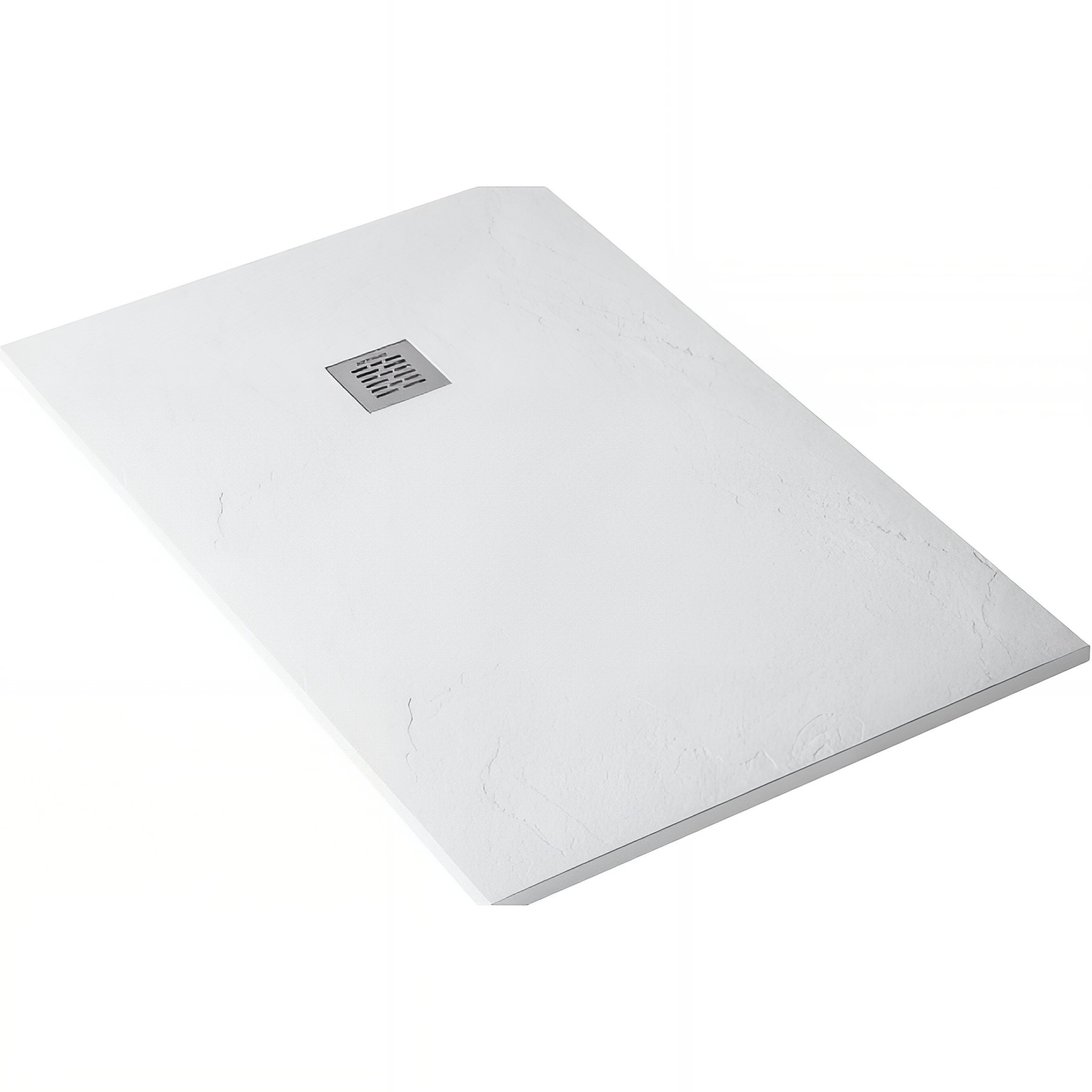 Receveur de douche à poser extra-plat épaisseur 28mm en pierre naturelle SANINDUSA STONIT Marina 180x120 antidérapant naturel classé C3 blanc