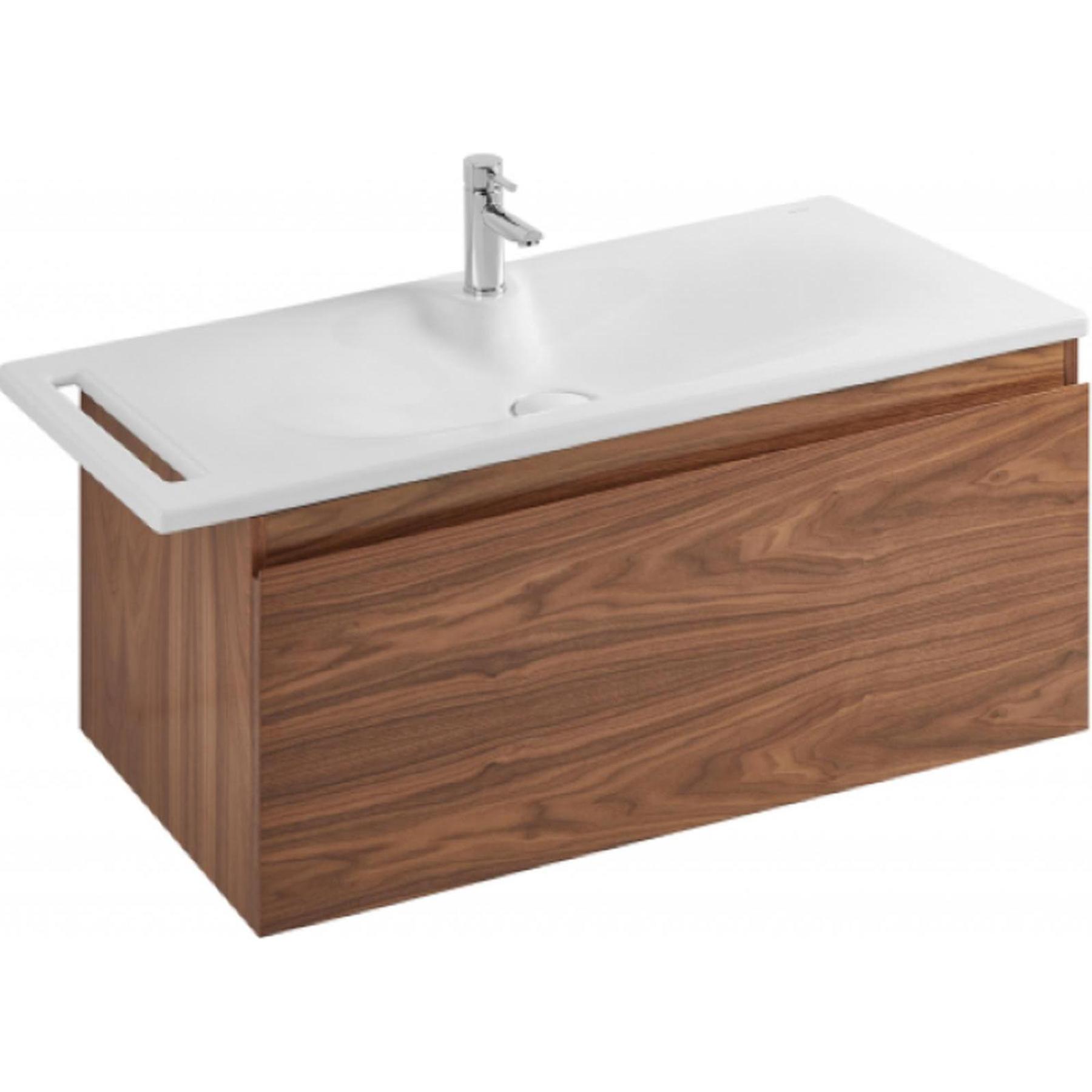 Meuble salle de bains suspendu avec tiroir pour Vasque Clean 103 couleur noyer    