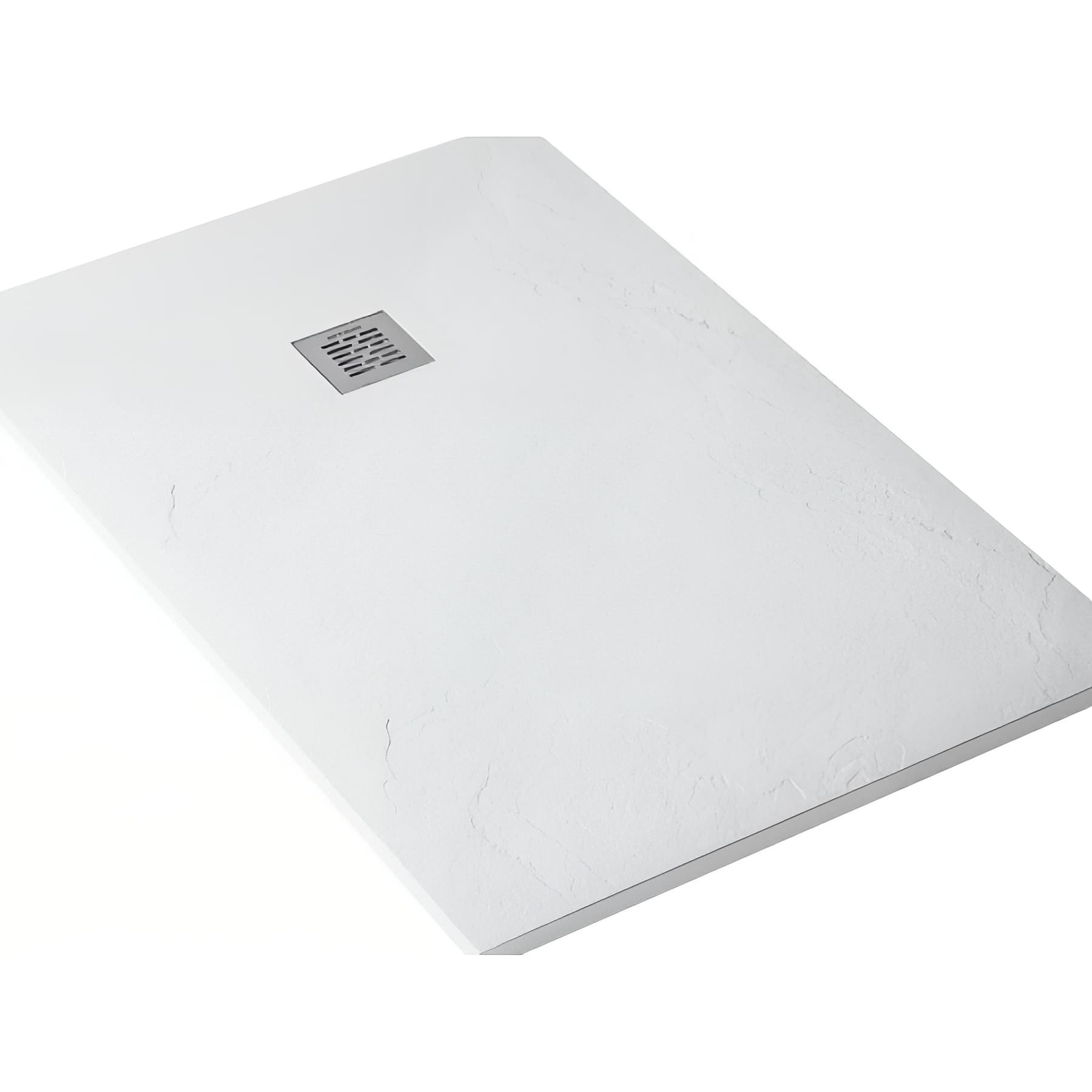 Receveur de douche à poser extra-plat épaisseur 28mm en pierre naturelle SANINDUSA STONIT Marina 190x100 antidérapant naturel classé C3 blanc