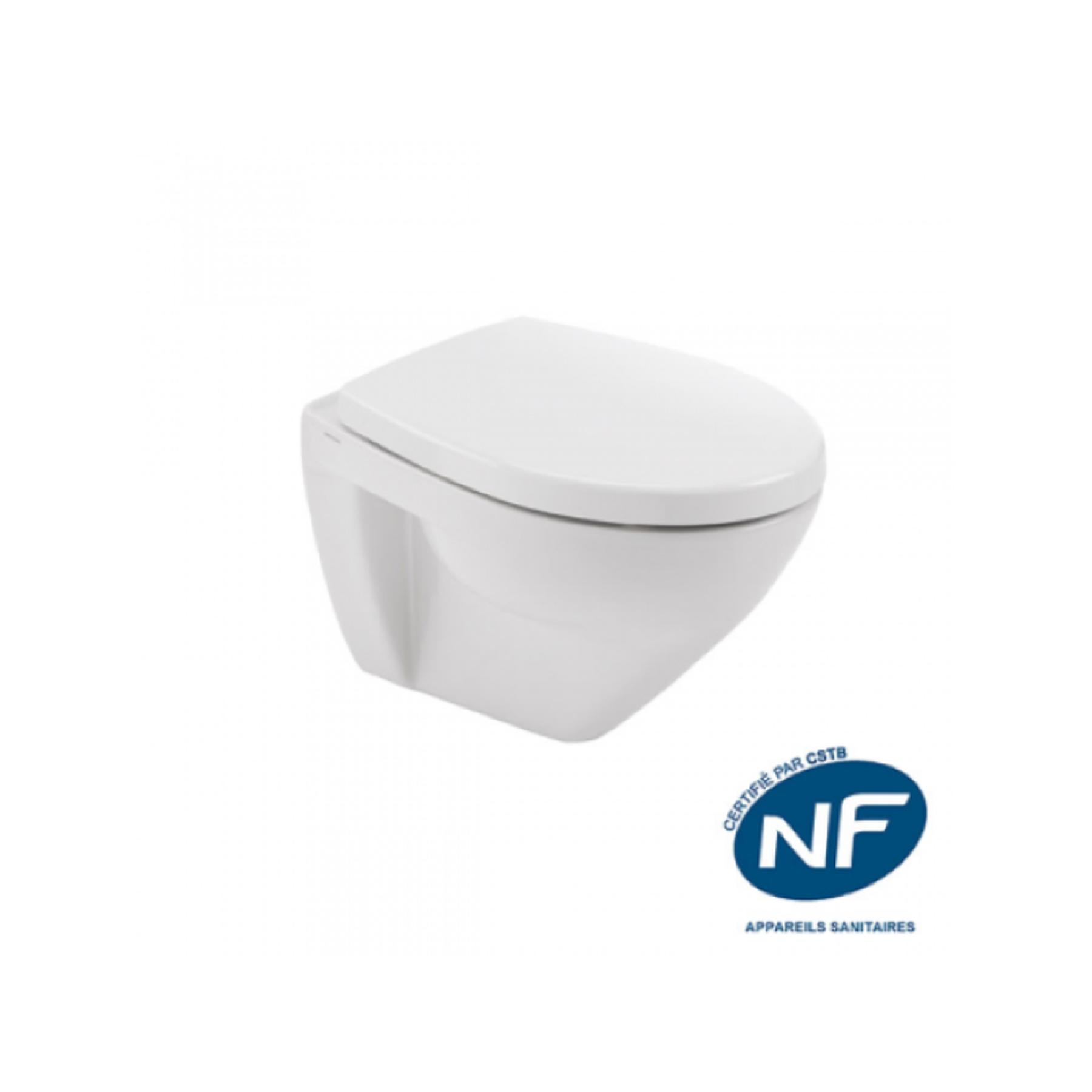 Cuvette de WC céramique traditionnelle Gamme PRO SANINDUSA suspendue Cetus 48 couleur blanc (abattant non compris)    