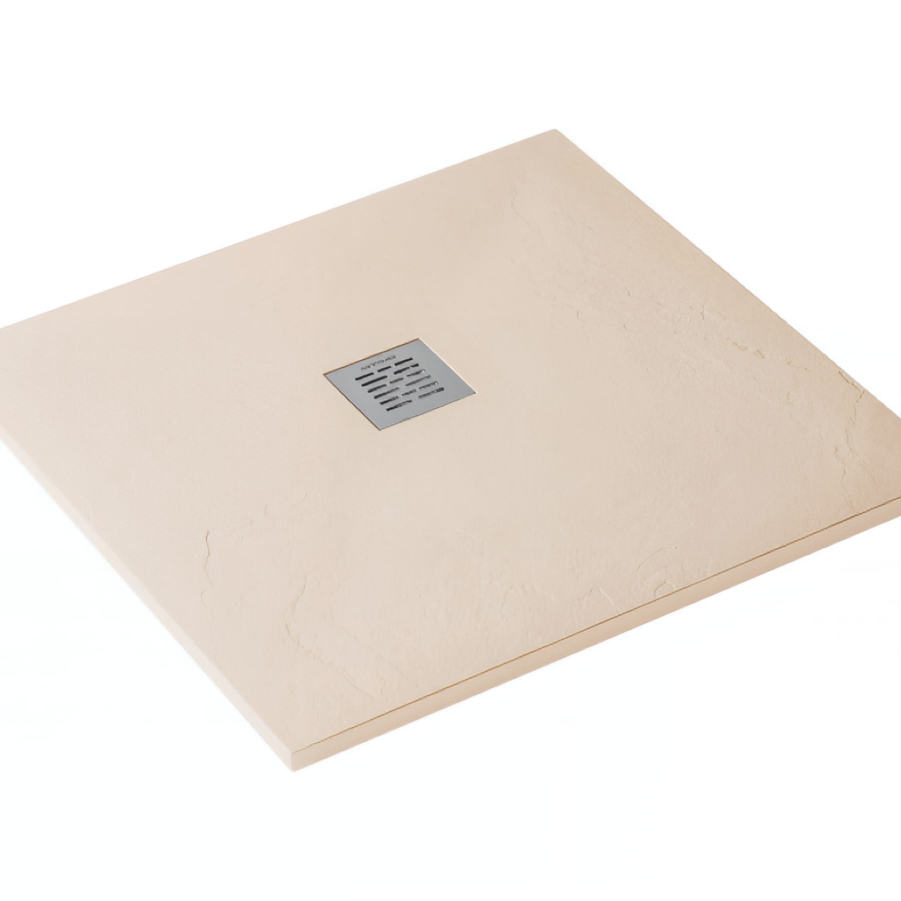 Receveur de douche à poser extra-plat épaisseur 28mm en pierre naturelle SANINDUSA STONIT Marina 80x80 antidérapant naturel classé C3 beige   