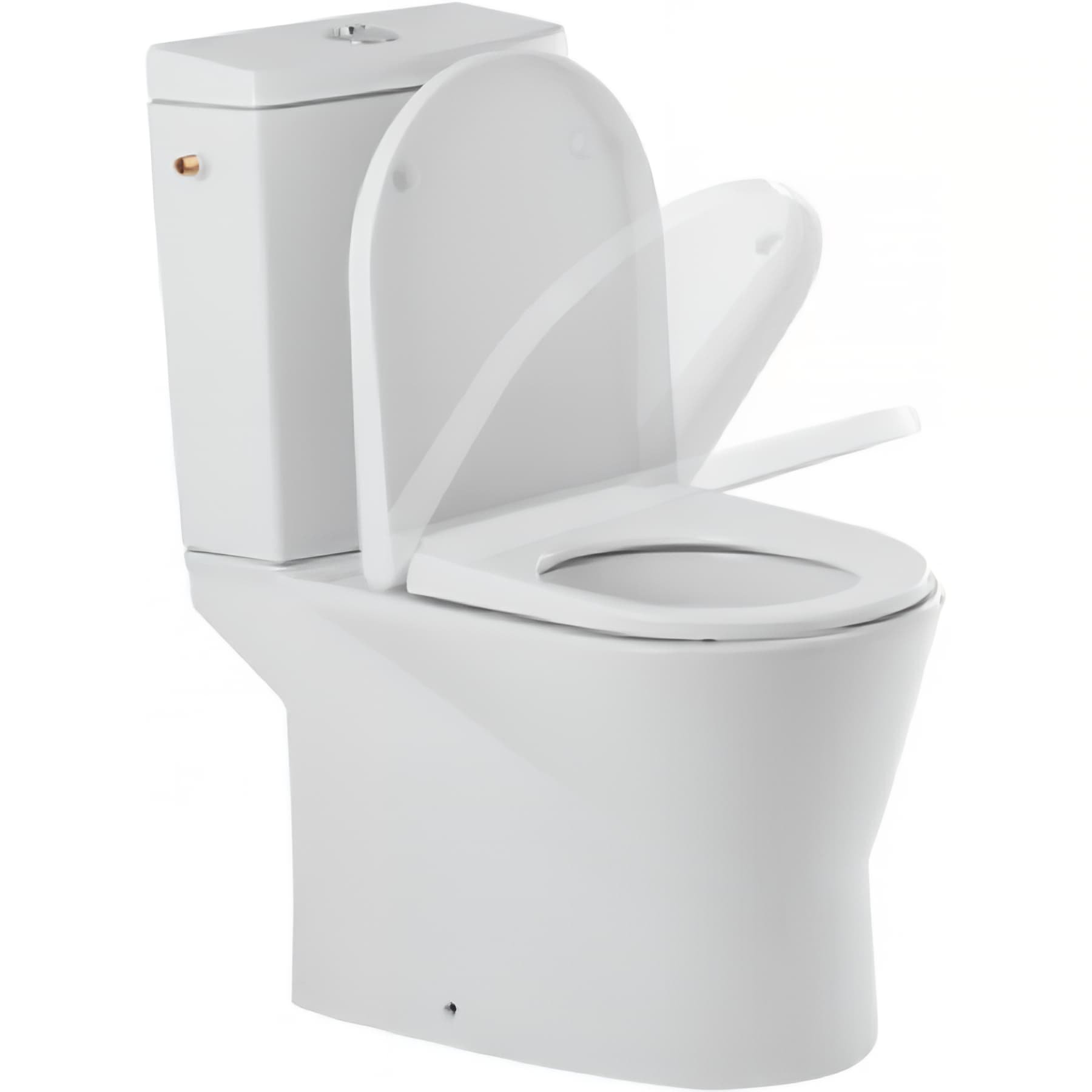 Pack WC cuvette+réservoir+abattant+fixations  caréné évacuation par dessous alim. chasse par le côté abattant frein de chute blanc