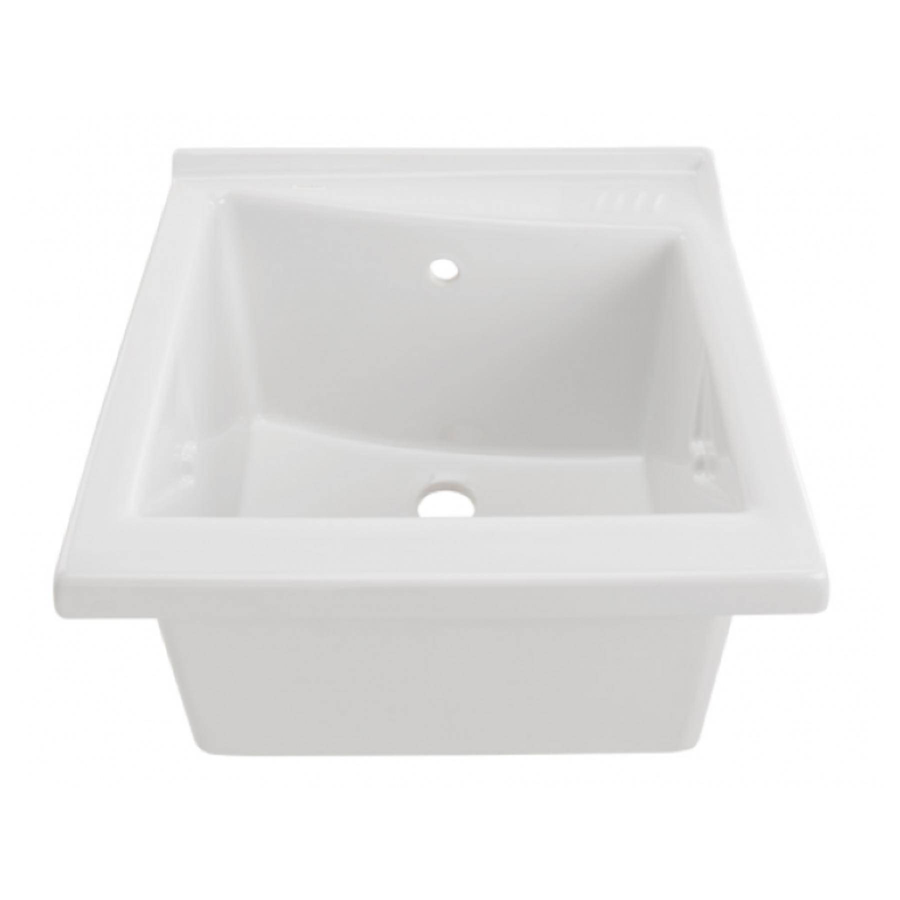 Bac à  laver vidoir céramique traditionnelle Gamme PRO SANINDUSA 64x53 H35 BLINK couleur blanc compatible avec meuble BLINK