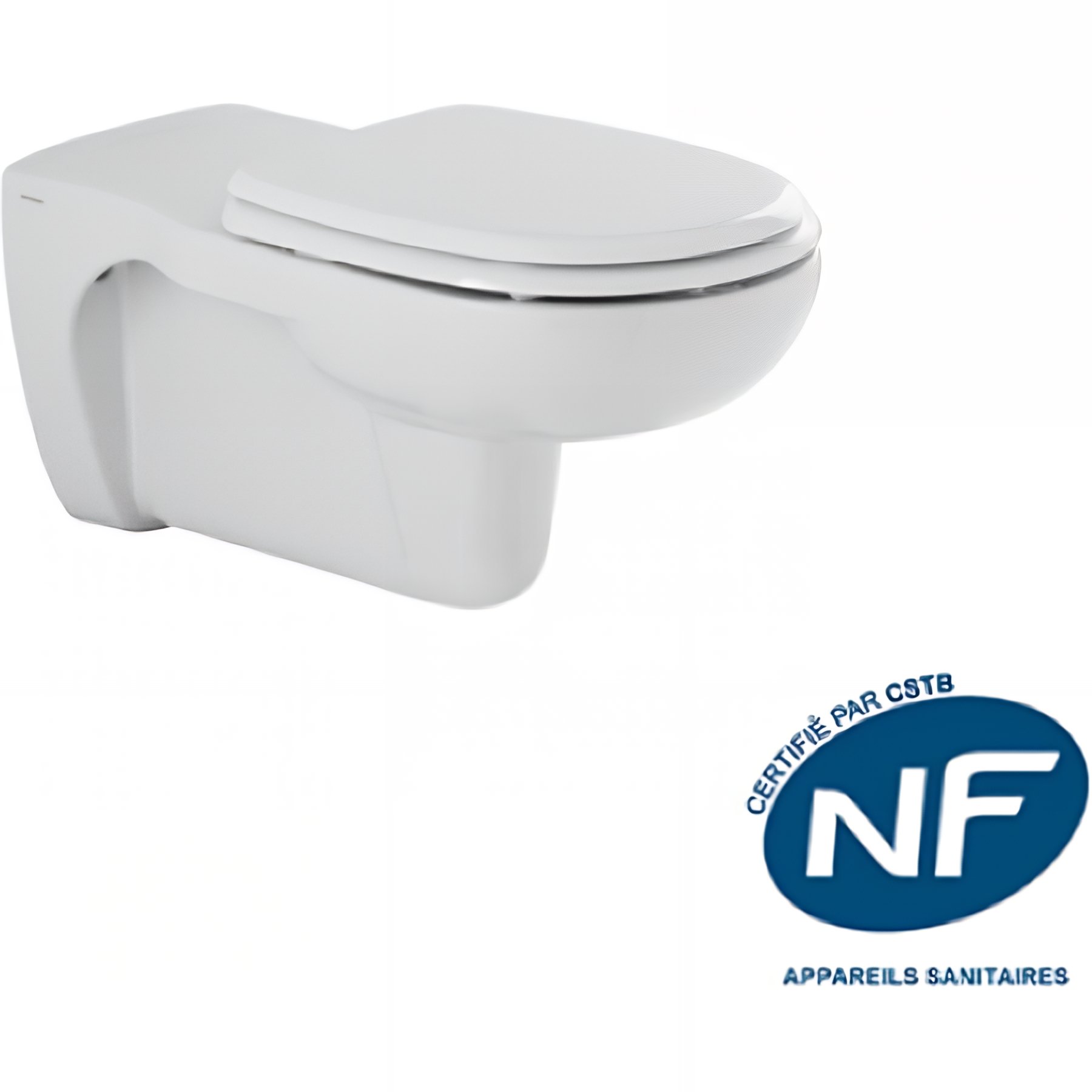Cuvette de WC suspendue céramique traditionnelle PMR normes handicapé SANINDUSA Aveiro rallonge blanc
