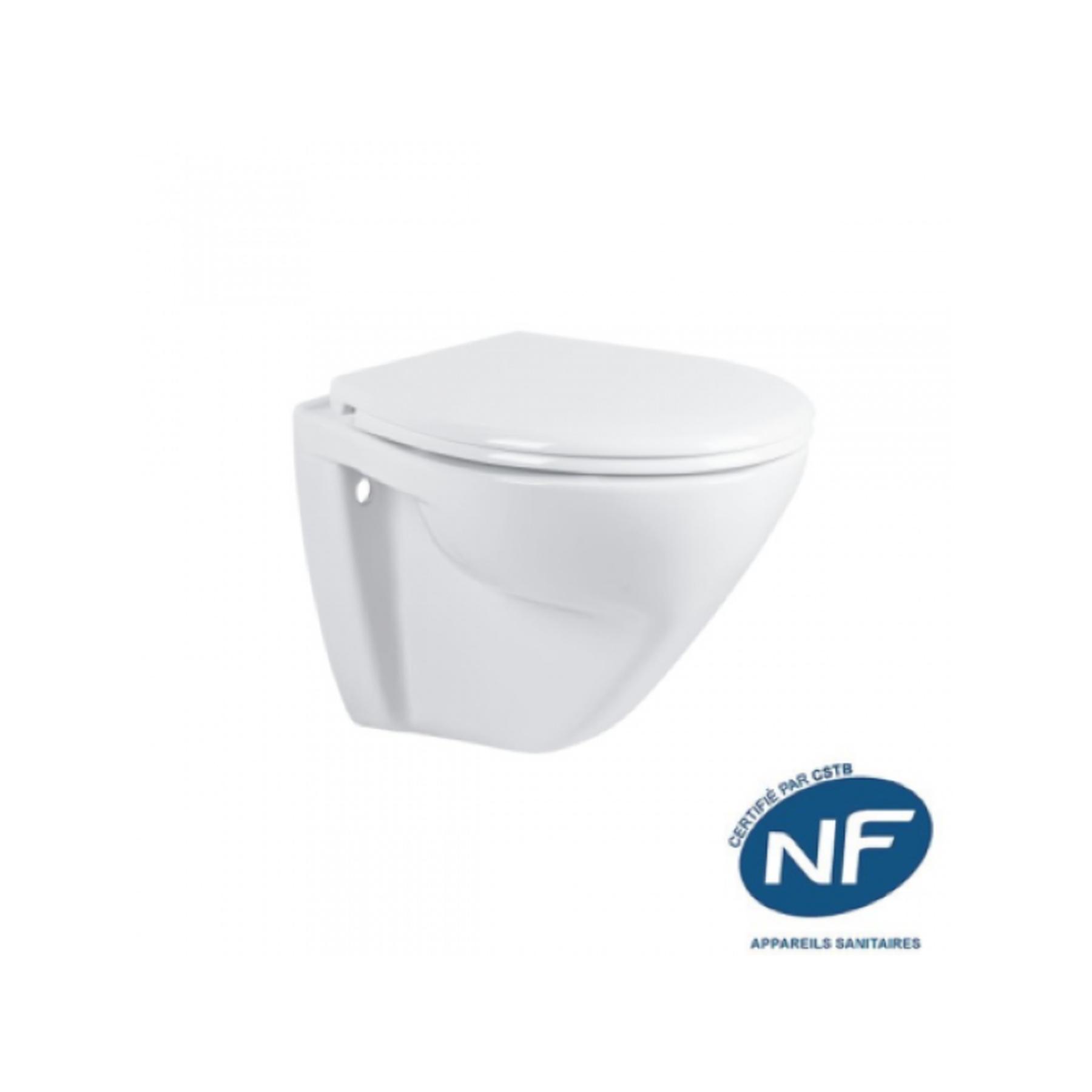 Cuvette de WC céramique traditionnelle Gamme PRO SANINDUSA suspendue NF Cetus couleur blanche (abattant non compris)