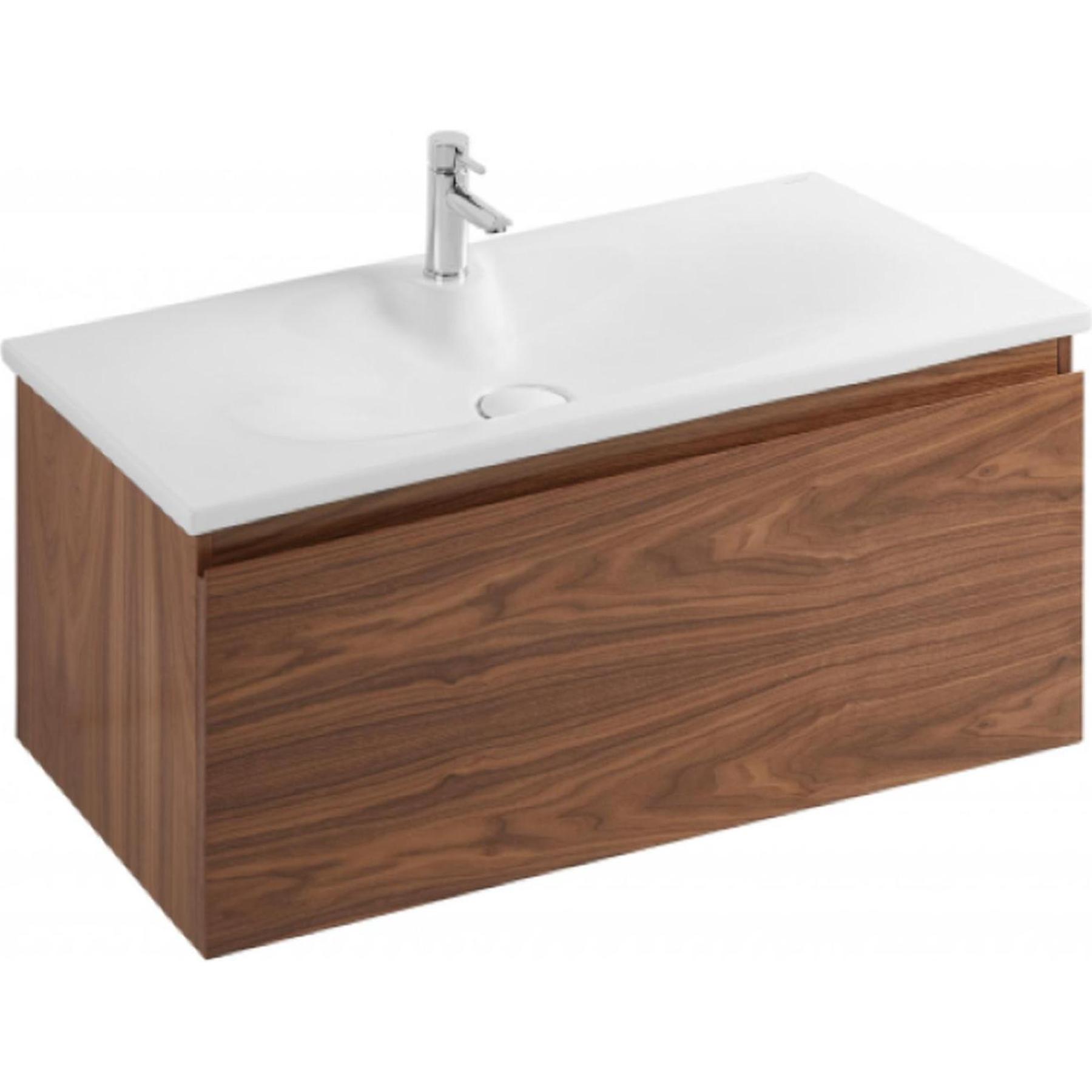 Pack Meuble salle de bains+Vasque céramique traditionnelle Gamme PRO SANINDUSA Clean 103 couleur noyer    