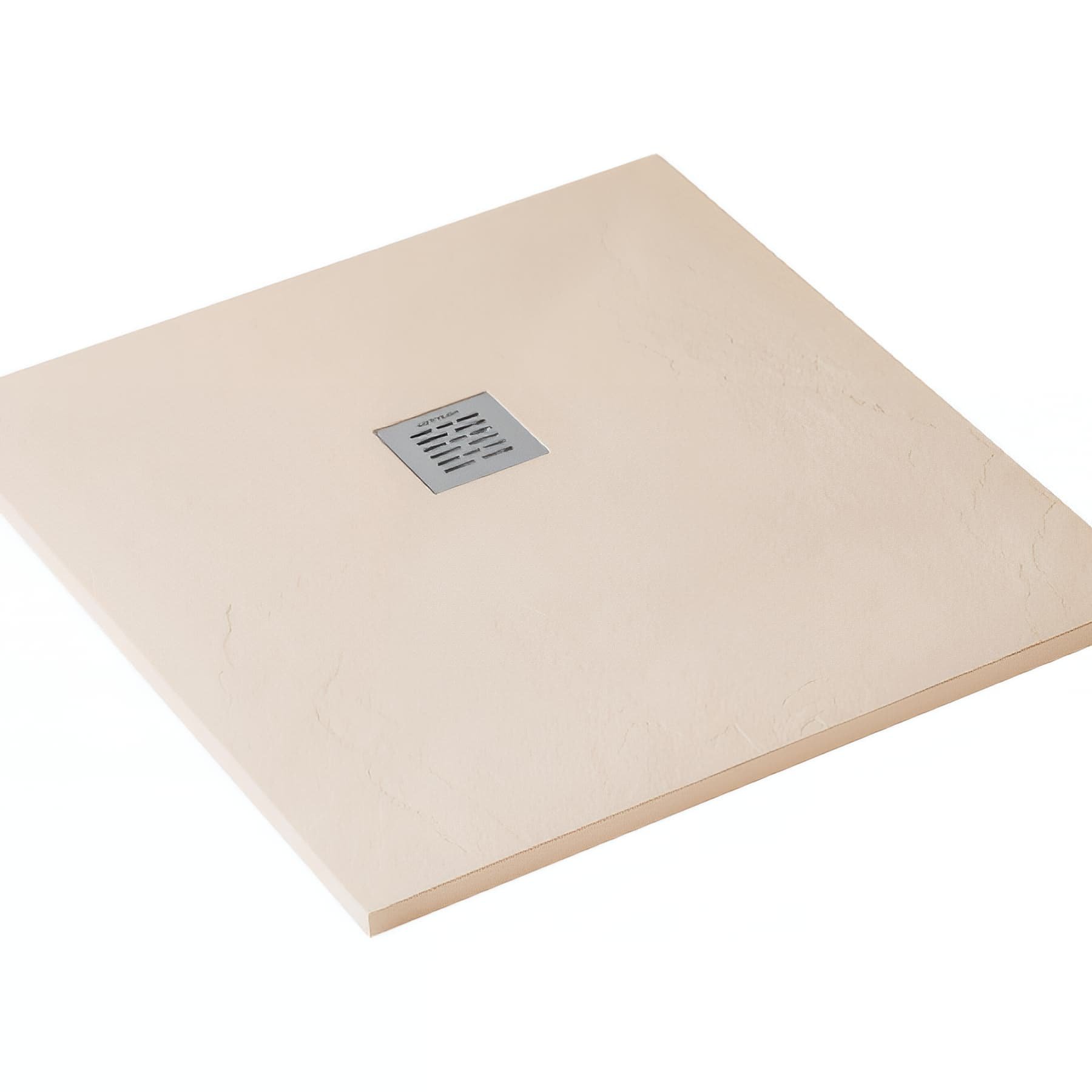 Receveur de douche à poser extra-plat épaisseur 28mm en pierre naturelle SANINDUSA STONIT Marina 80x70 antidérapant naturel classé C3 beige  