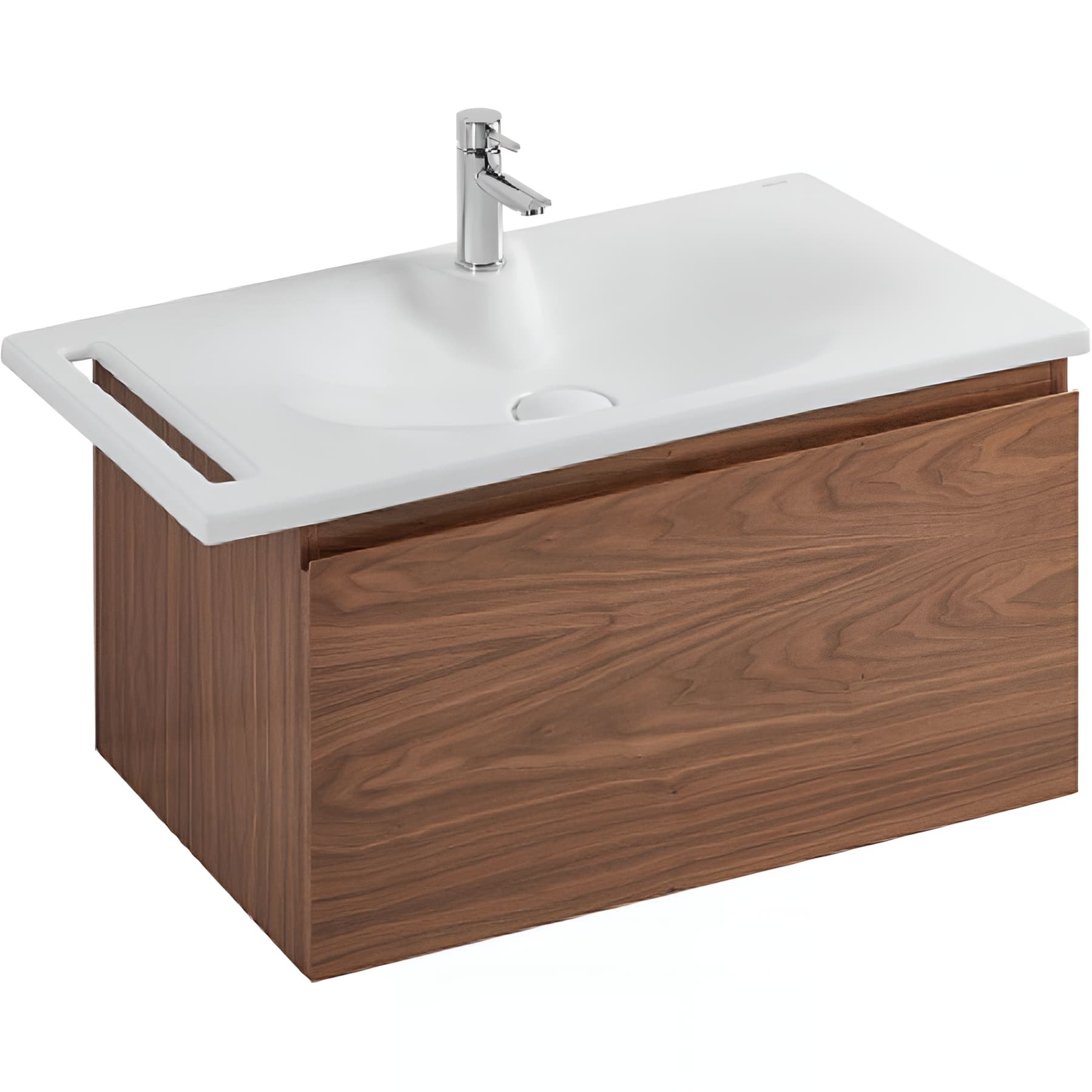 Meuble salle de bains suspendu avec tiroir pour Vasque Clean 83 couleur noyer