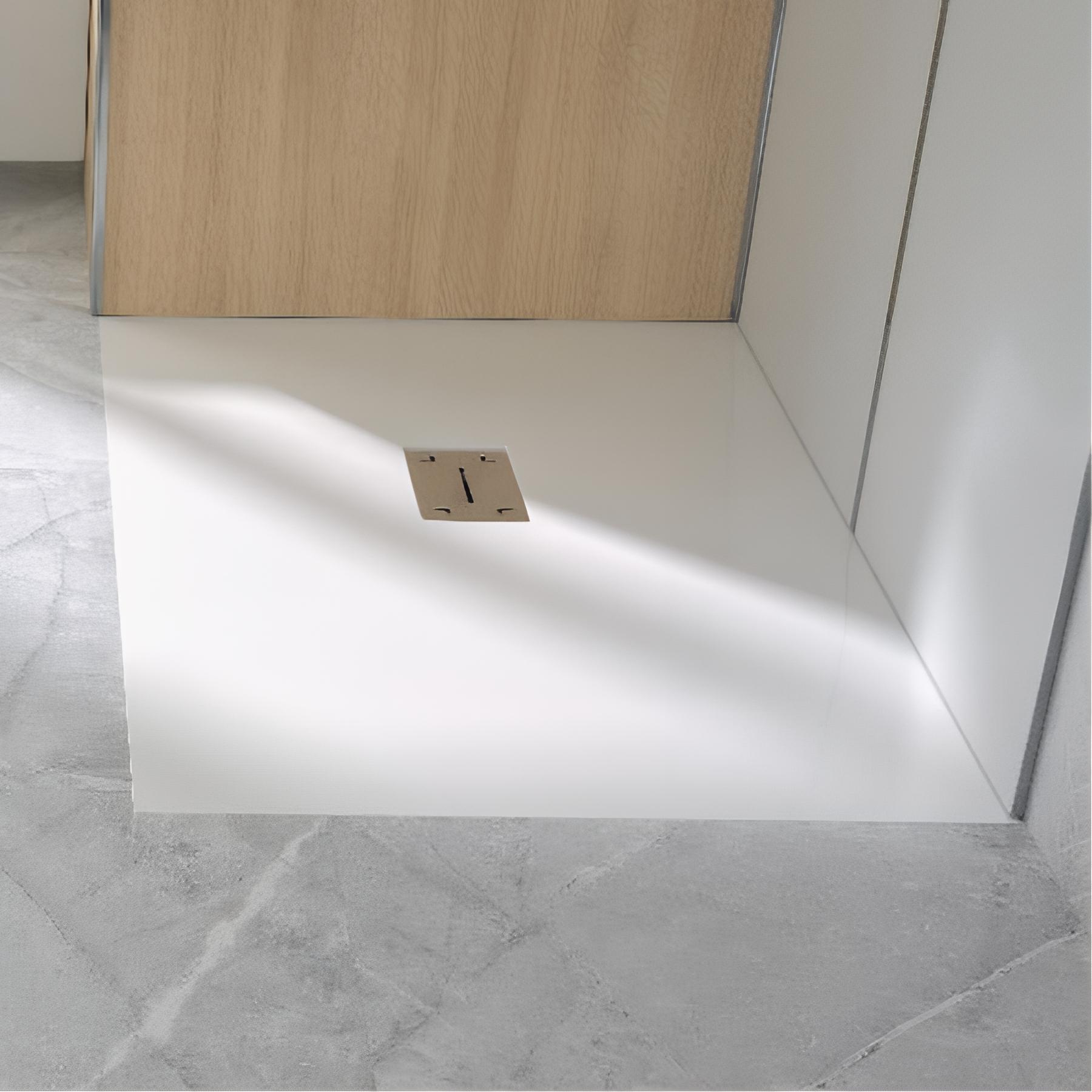 Receveur Kinefirst Néo 125x95 blanc avec grille inox brossé et inclu. grille assortie et bonde extra-plate