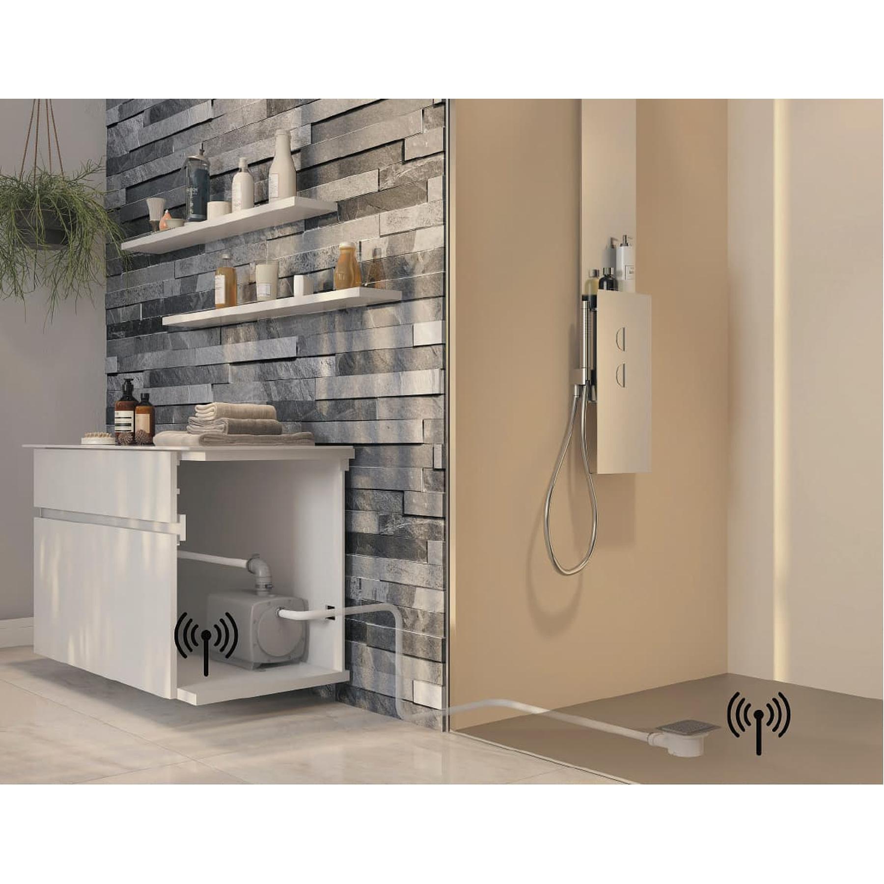 Pompe de relevage aspirante KINEFLOOR Plus compatible avec tous les receveurs KINEDO (hors Kineline et Kinemoon Style) détection d'eau sans fil