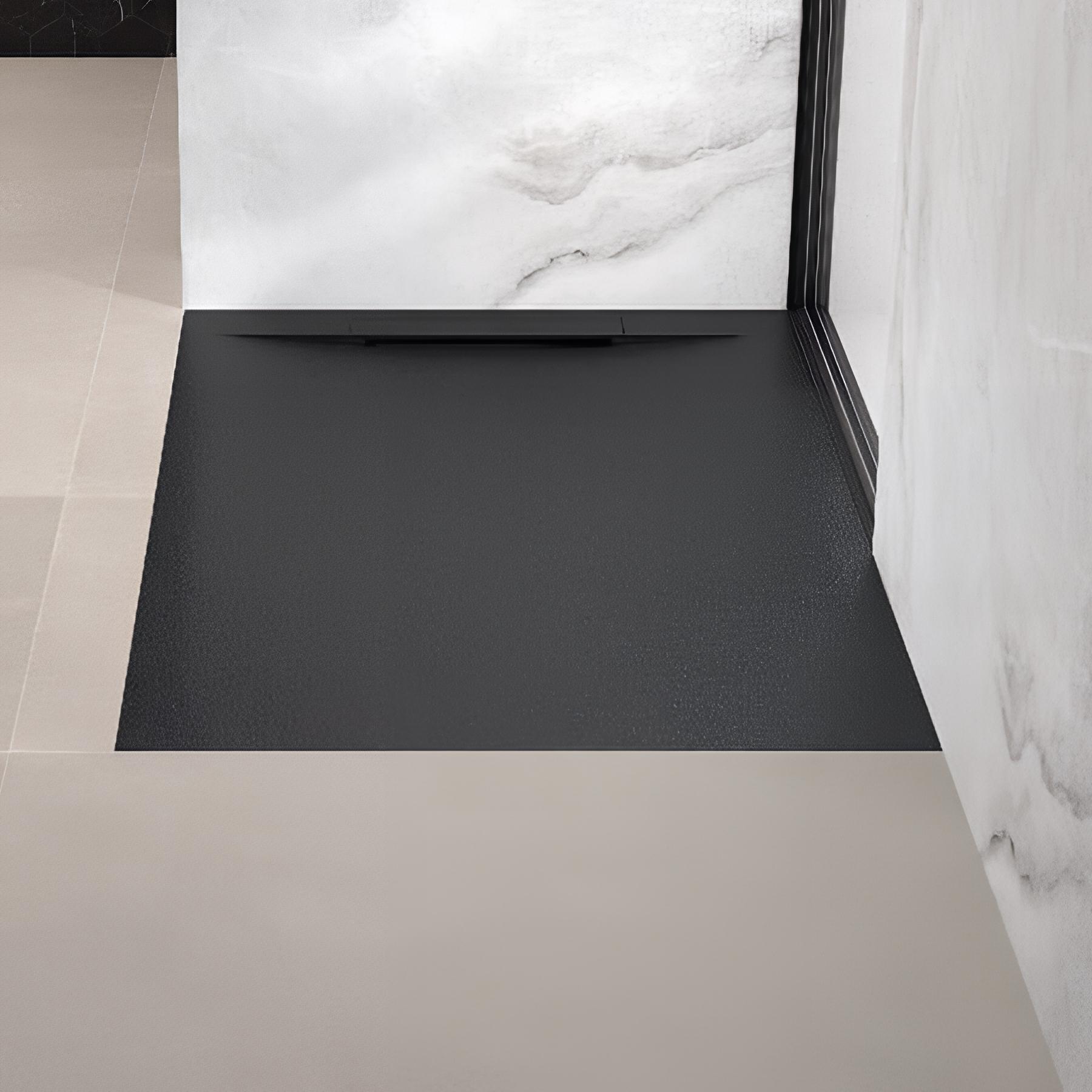 Receveur de douche Kinedo Kineline 1,20 mx80 noir texture granit évac. caniveau (cache-bonde, grille et bonde extra plate inclus)