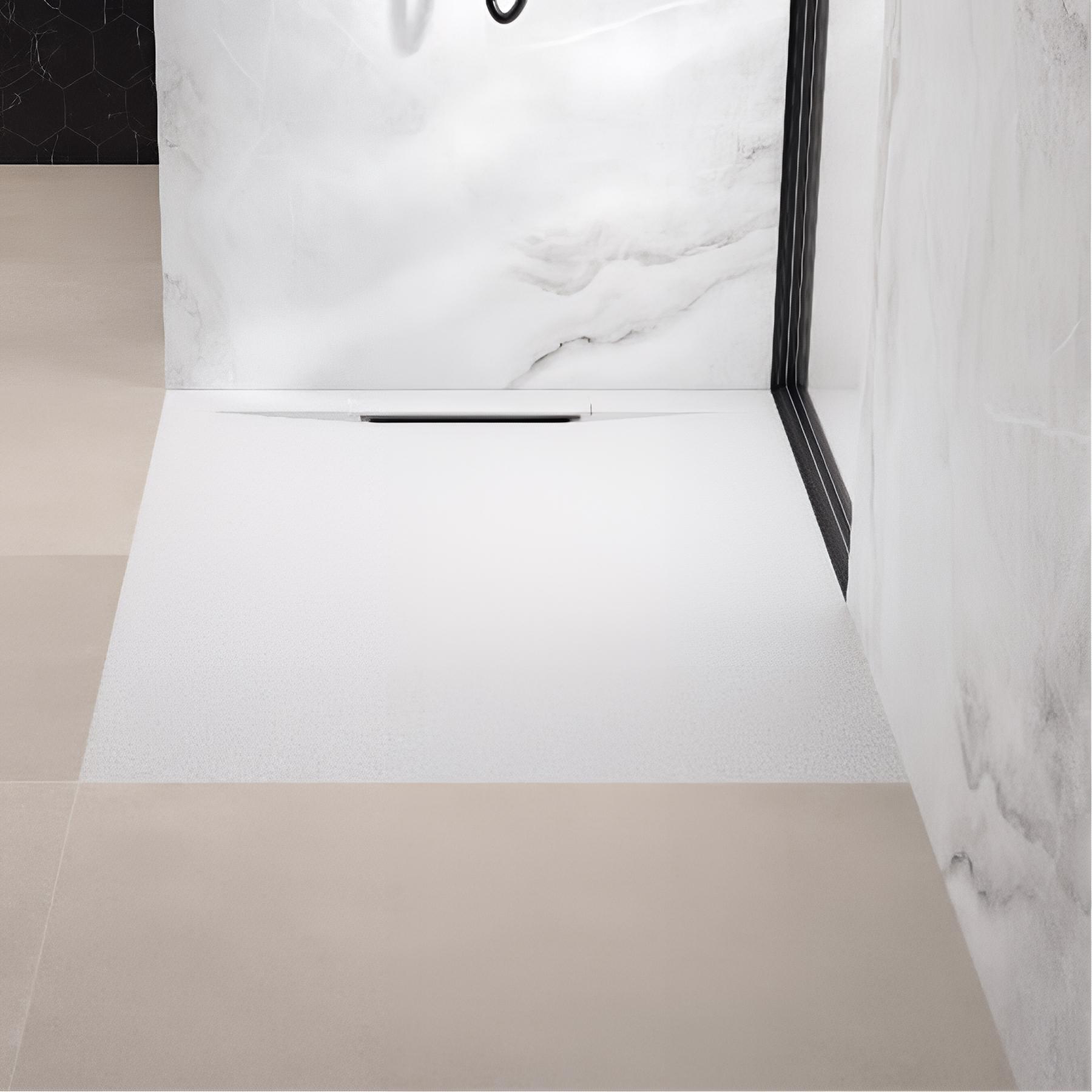 Receveur de douche Kinedo Kineline 1,00 mx80 blanc texture granit évac. caniveau (cache-bonde, grille et bonde extra plate inclus)