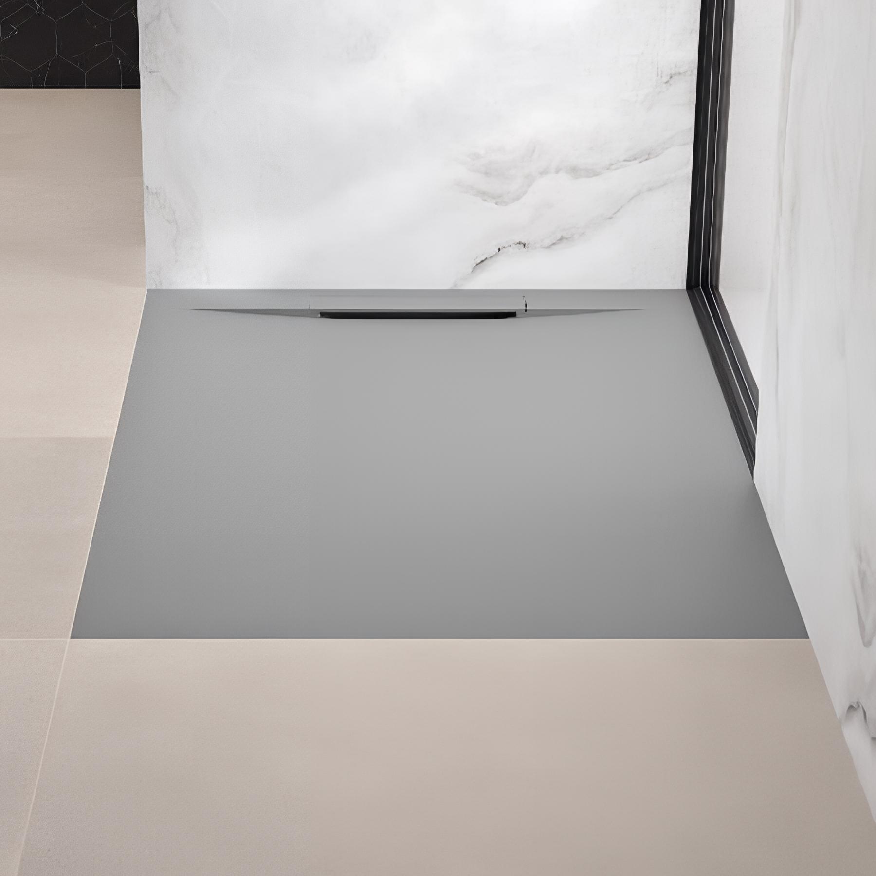 Receveur de douche Kinedo Kineline 1,20 mx90 gris pierre texture granit évac. caniveau (cache-bonde, grille et bonde extra plate inclus)