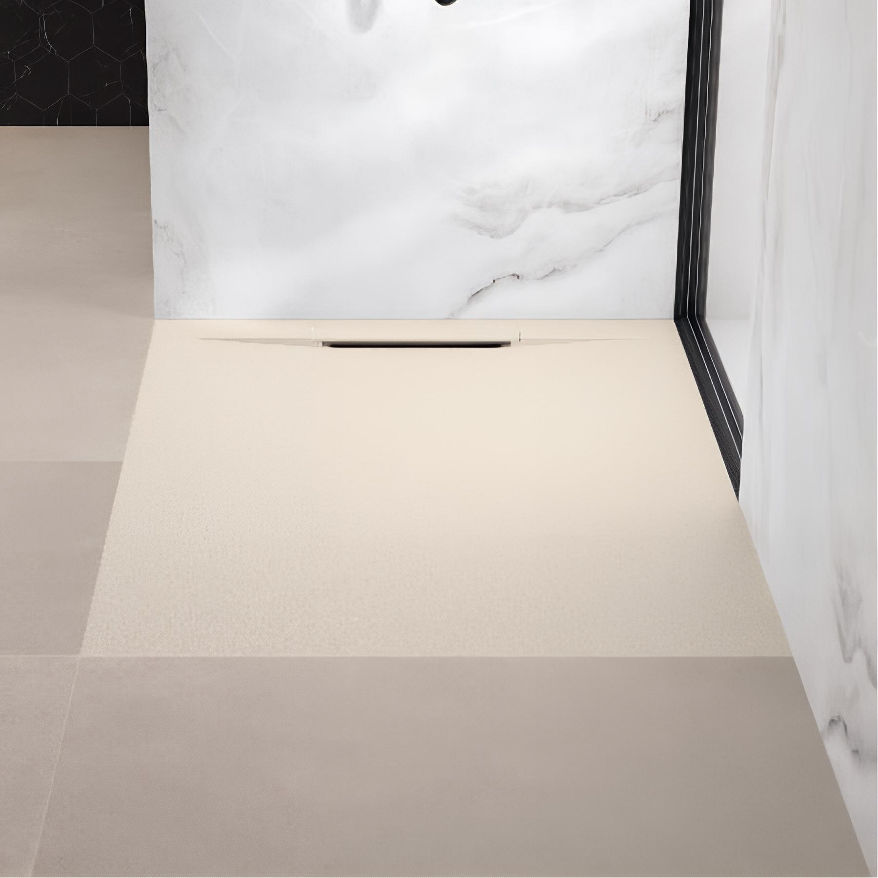 Receveur de douche Kinedo Kineline 1,20 mx80 sable texture granit évac. caniveau (cache-bonde, grille et bonde extra plate inclus)