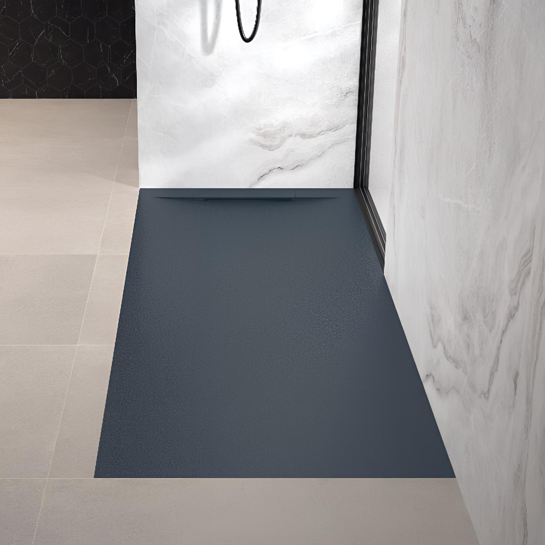 Receveur de douche Kinedo Kineline 180x80 gris anthracite texture granit évac. caniveau (cache-bonde, grille et bonde extra plate inclus)