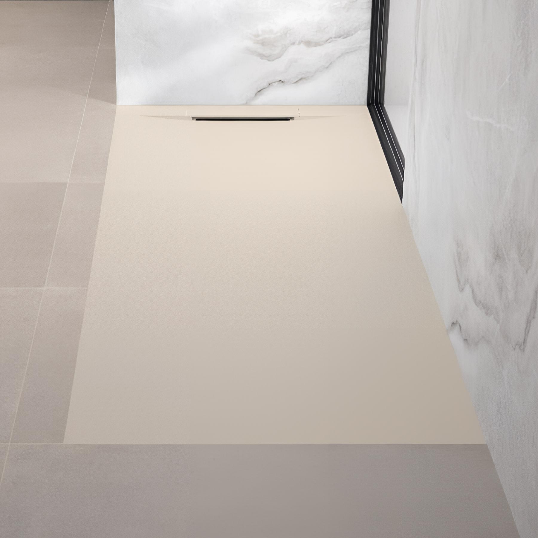 Receveur de douche Kinedo Kineline 160x90 sable texture granit évac. caniveau (cache-bonde, grille et bonde extra plate inclus)