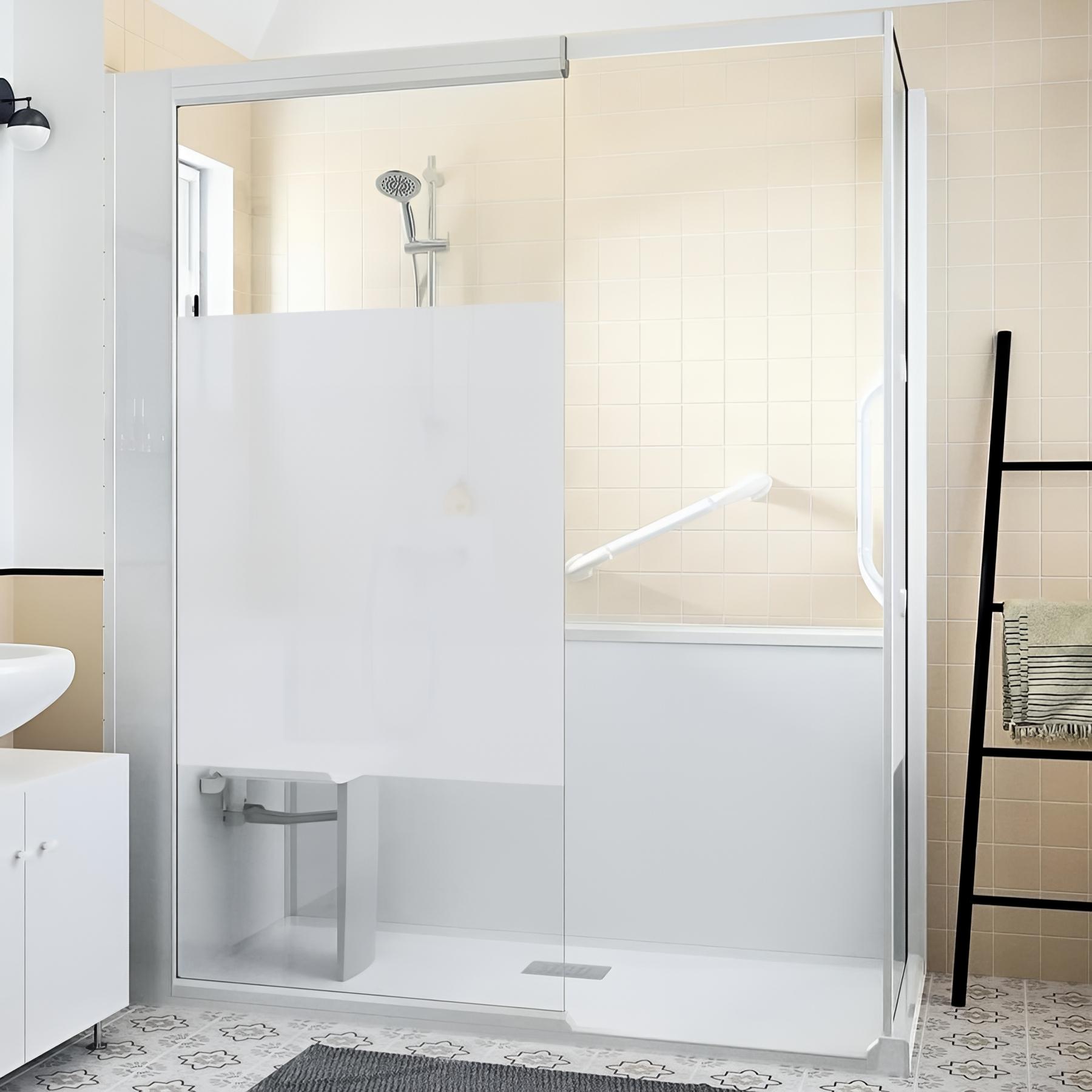 Cabine de douche Kinedo Kinemagic Design 170x70 angle basse solo bande dépolie mitigeur thermostatique