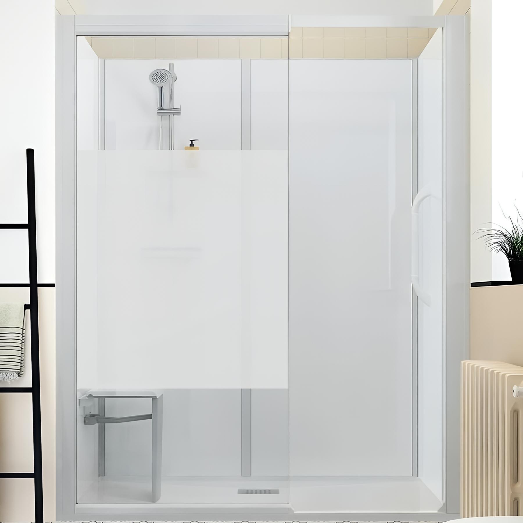 Cabine de douche Kinedo Kinemagic Sérénité 100x80 niche haute coulissante bande dépolie mitigeur mécanique