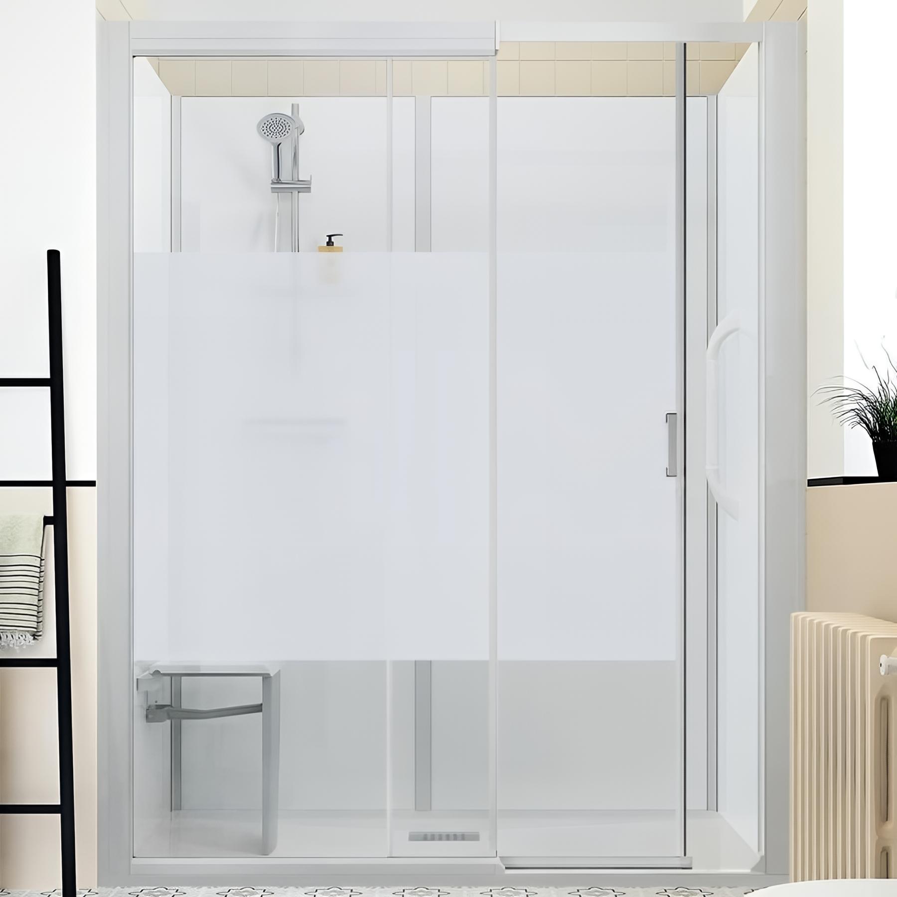 Cabine de douche Kinedo Kinemagic Sérénité 170x80 niche mixte coulissante bande dépolie mitigeur thermostatique