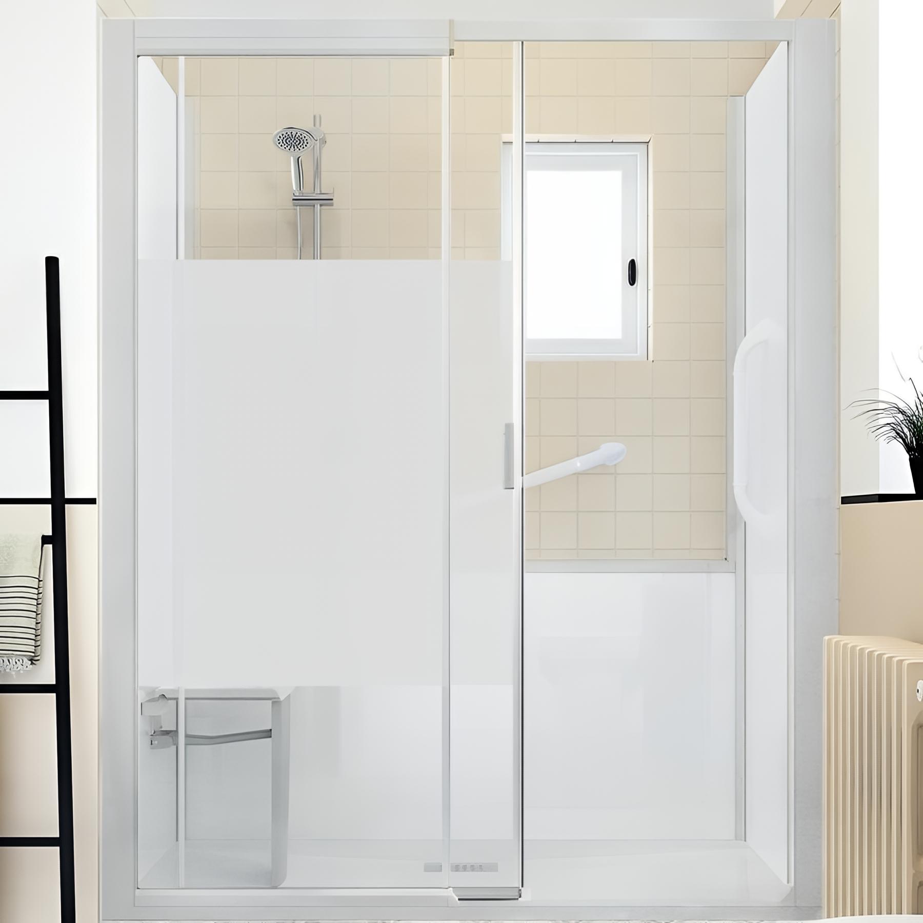 Cabine de douche Kinedo Kinemagic Sérénité 160x70 niche basse porte coulissante bande dépolie mitigeur mécanique