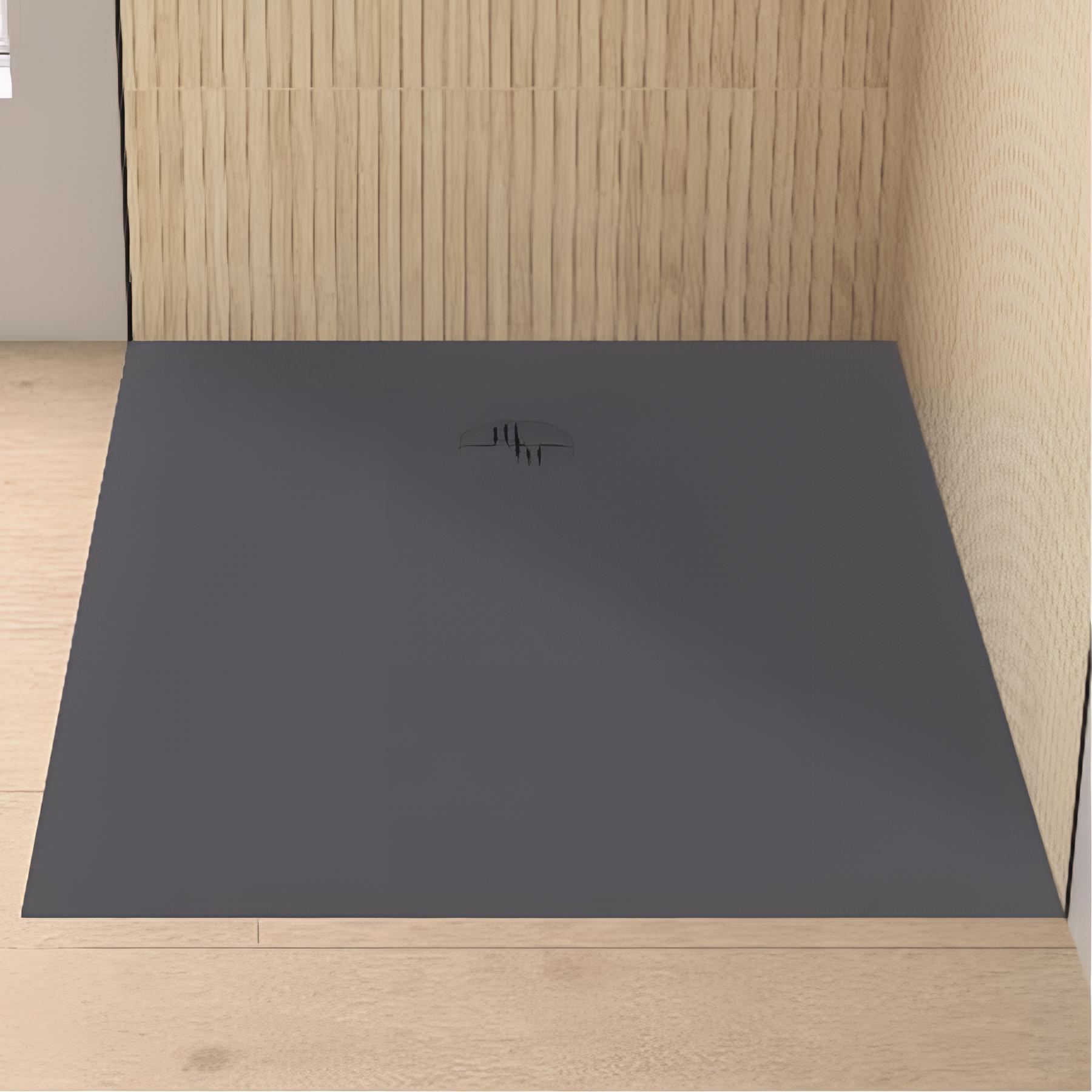 Receveur de douche Kinedo Kinemoon Evo 100x80 gris anthracite texture pierre lunaire inclu. grille assortie et bonde extra-plate
