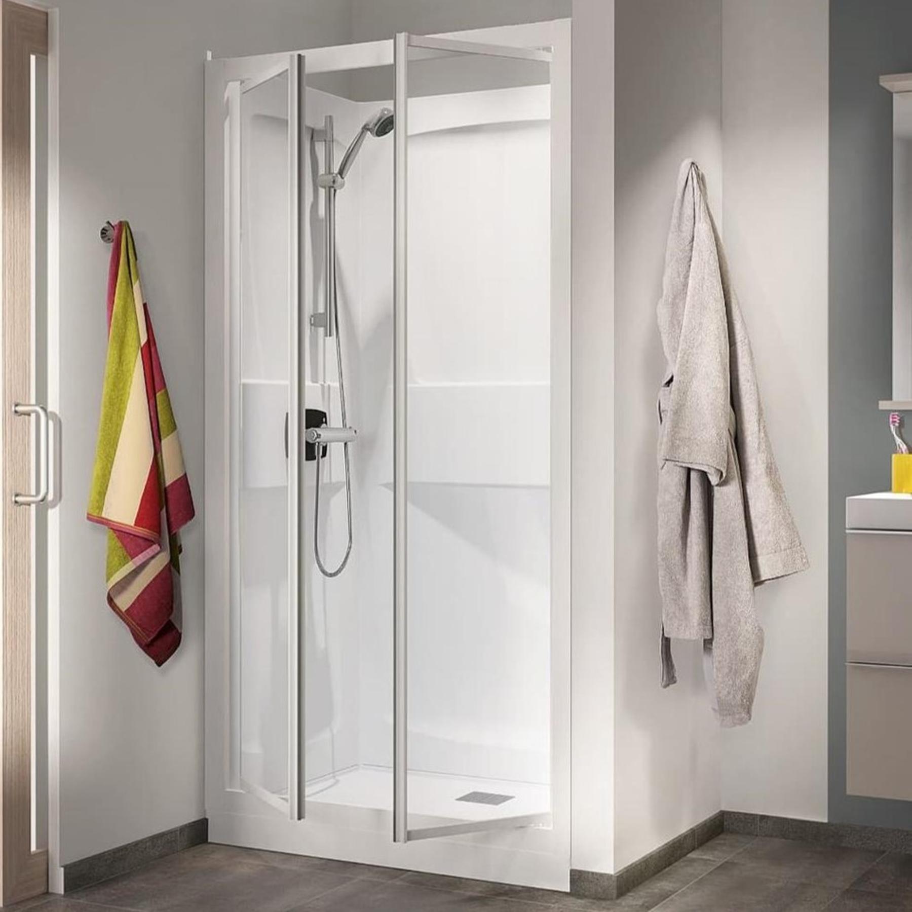 Cabine de douche Kinedo 100x80 niche transparent H bac 18 cm