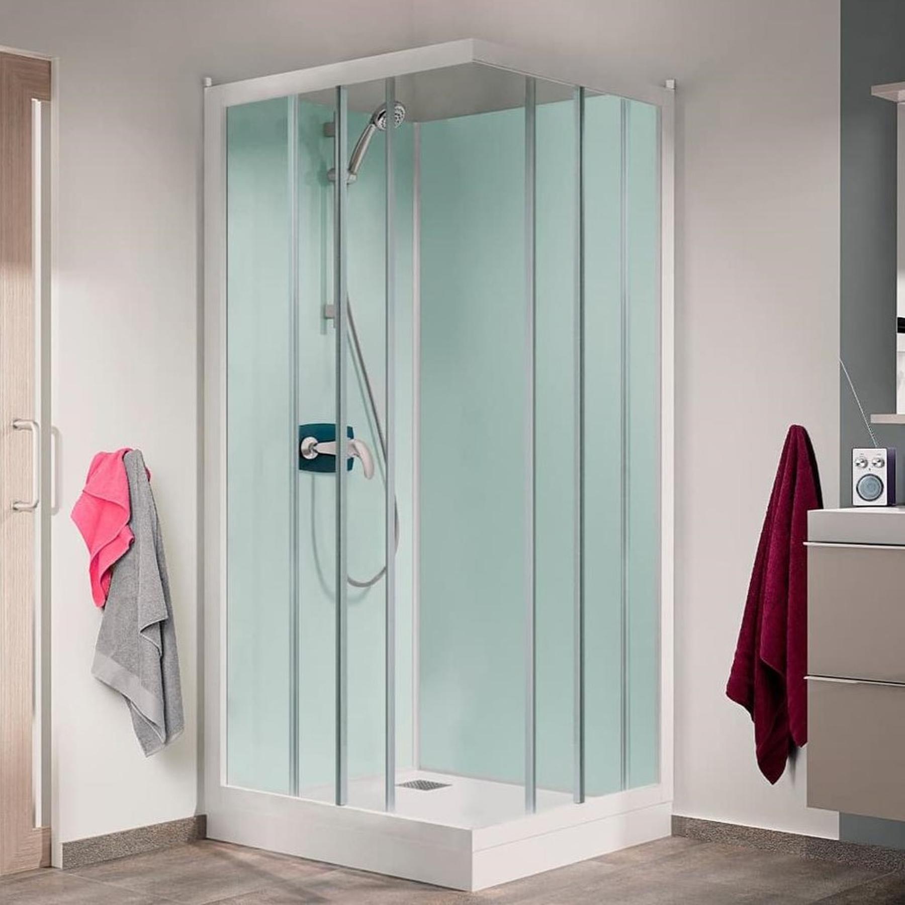 Cabine de douche angle Kinedo Glass 120x80 H de bac 18 cm